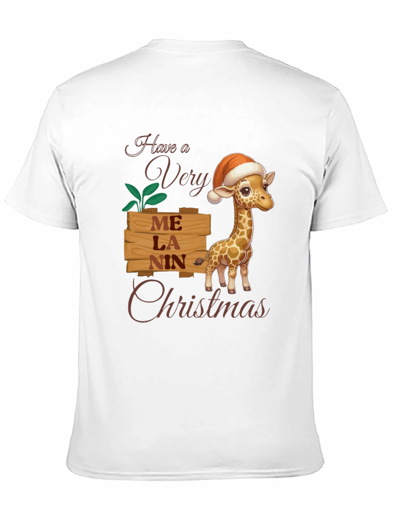 Melanin Giraffe Christmas T-Shirt