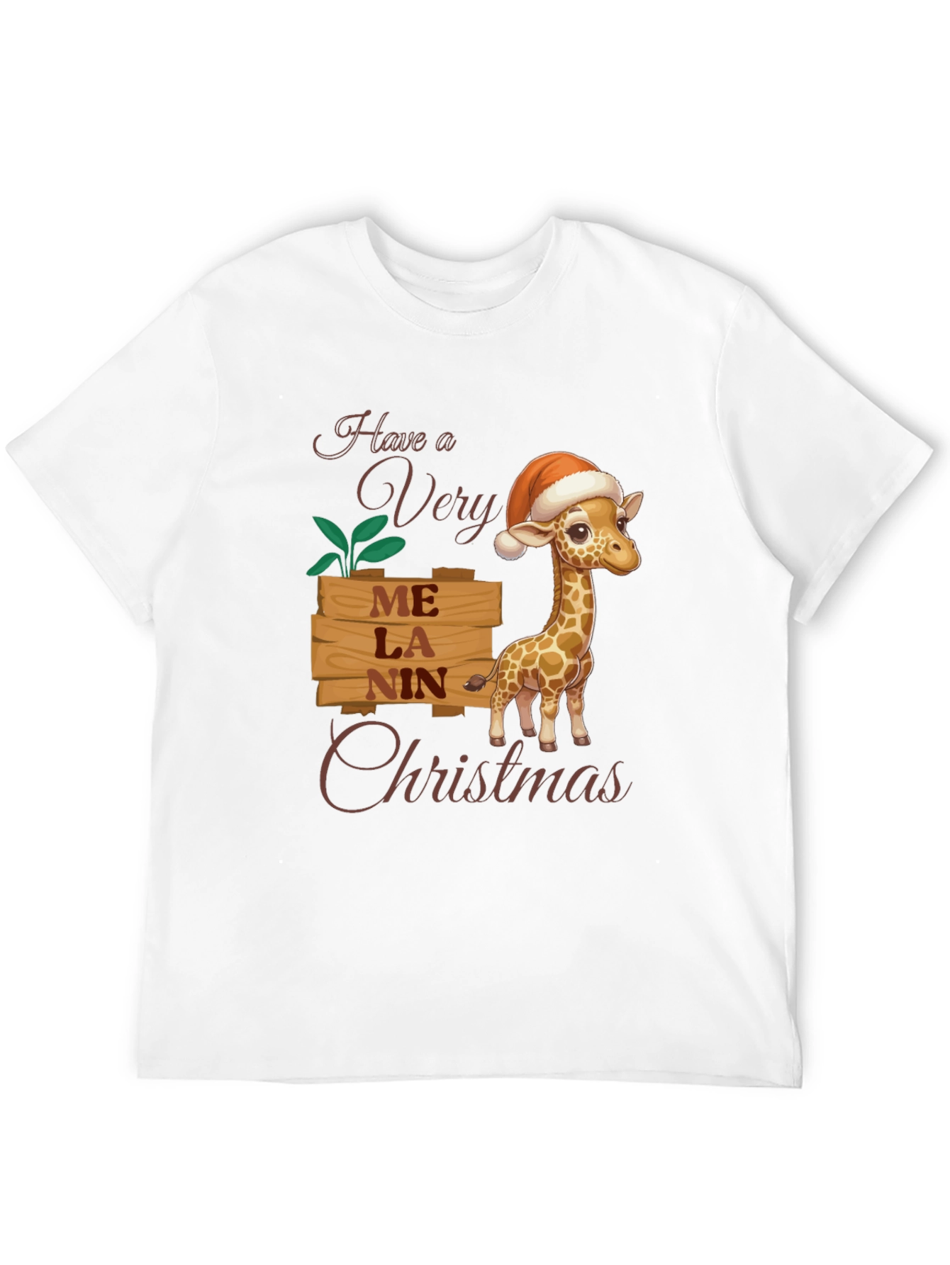 Melanin Giraffe Christmas T-Shirt