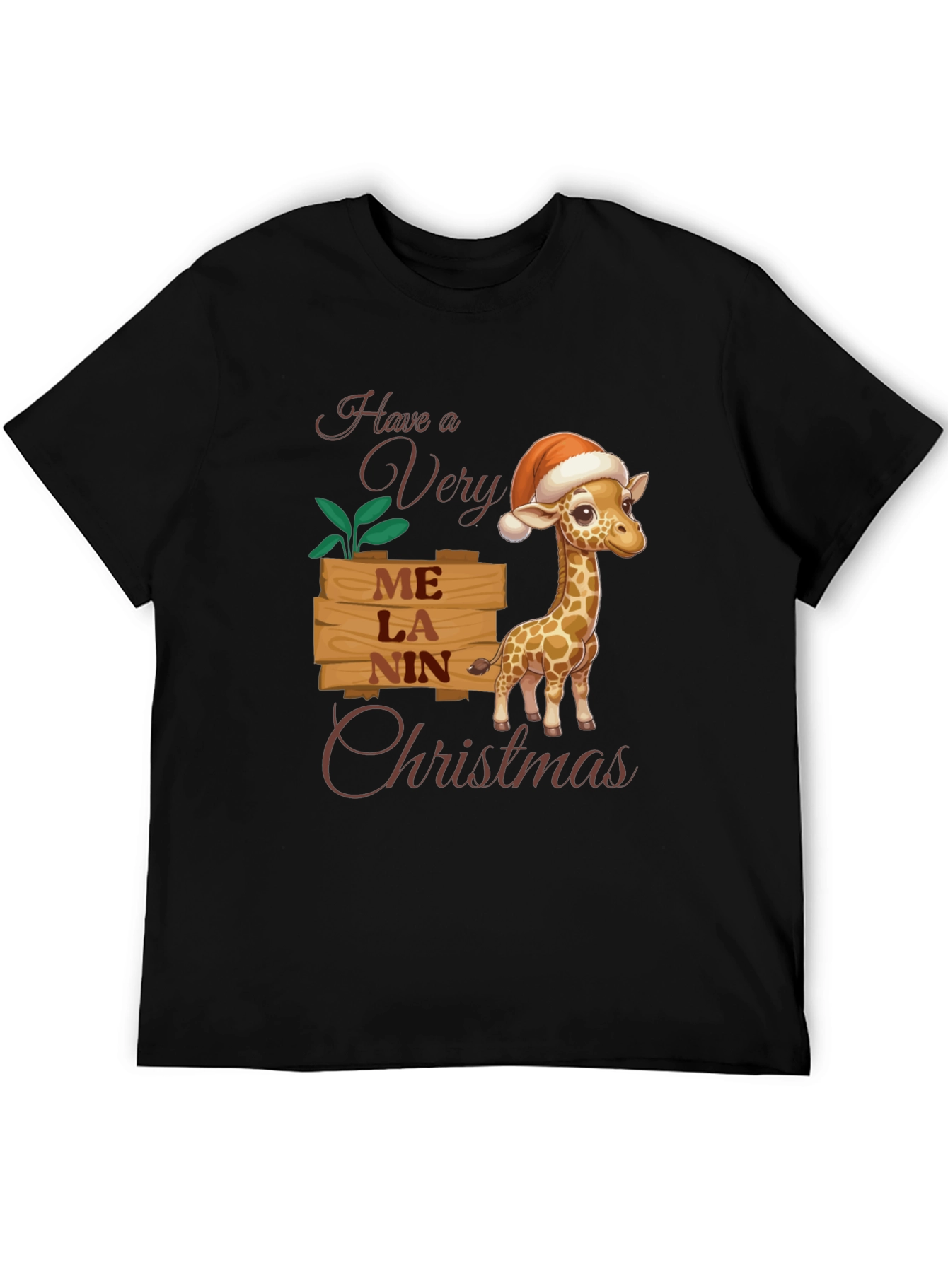 Melanin Giraffe Christmas T-Shirt
