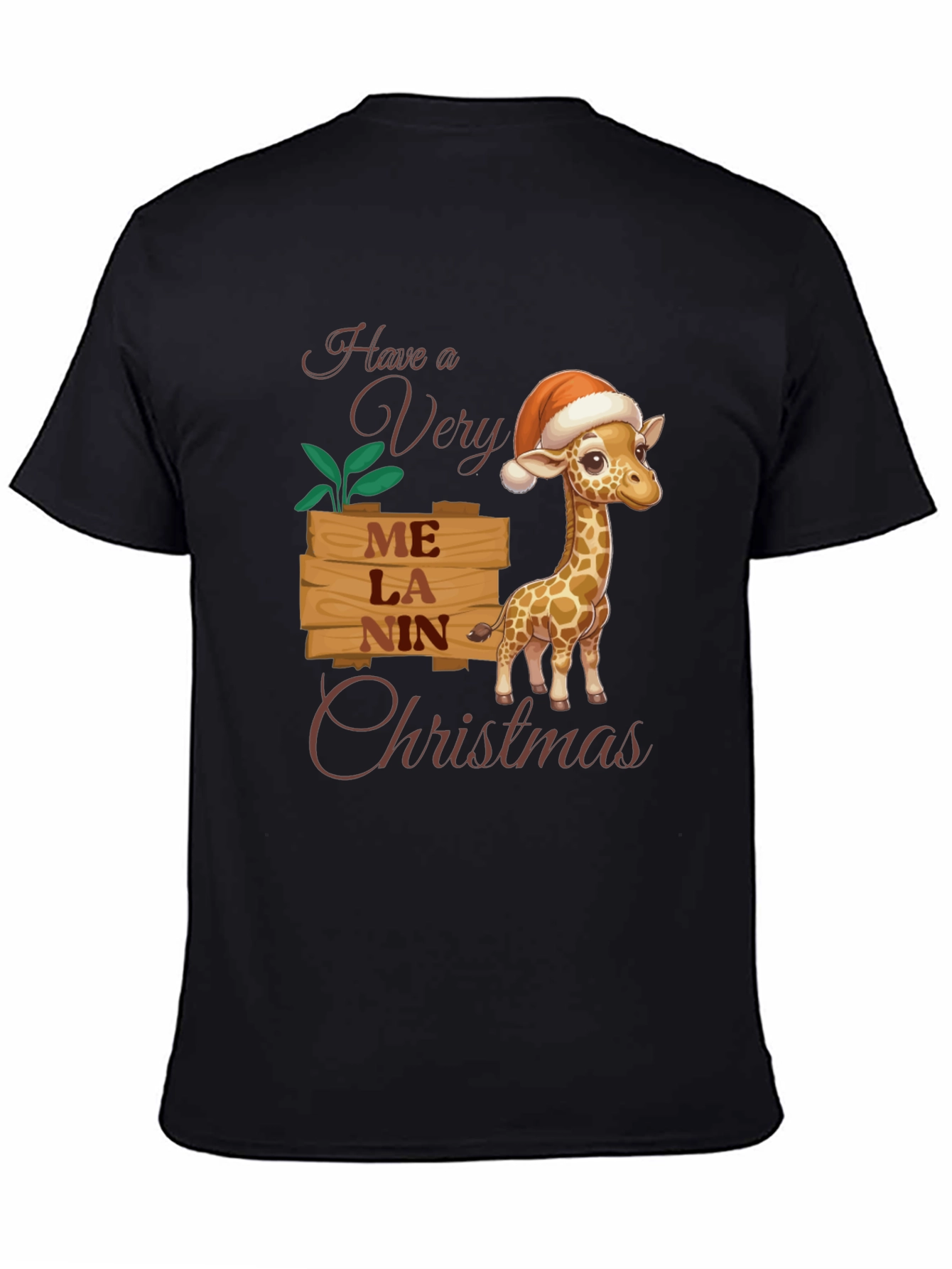Melanin Giraffe Christmas T-Shirt