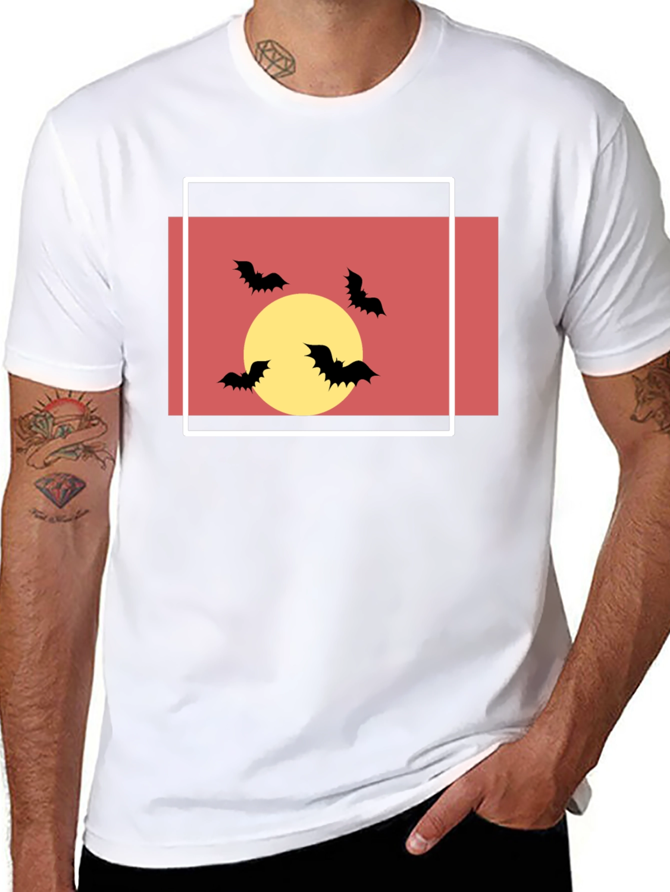 Spooky Bats Graphic Tee - Halloween Style