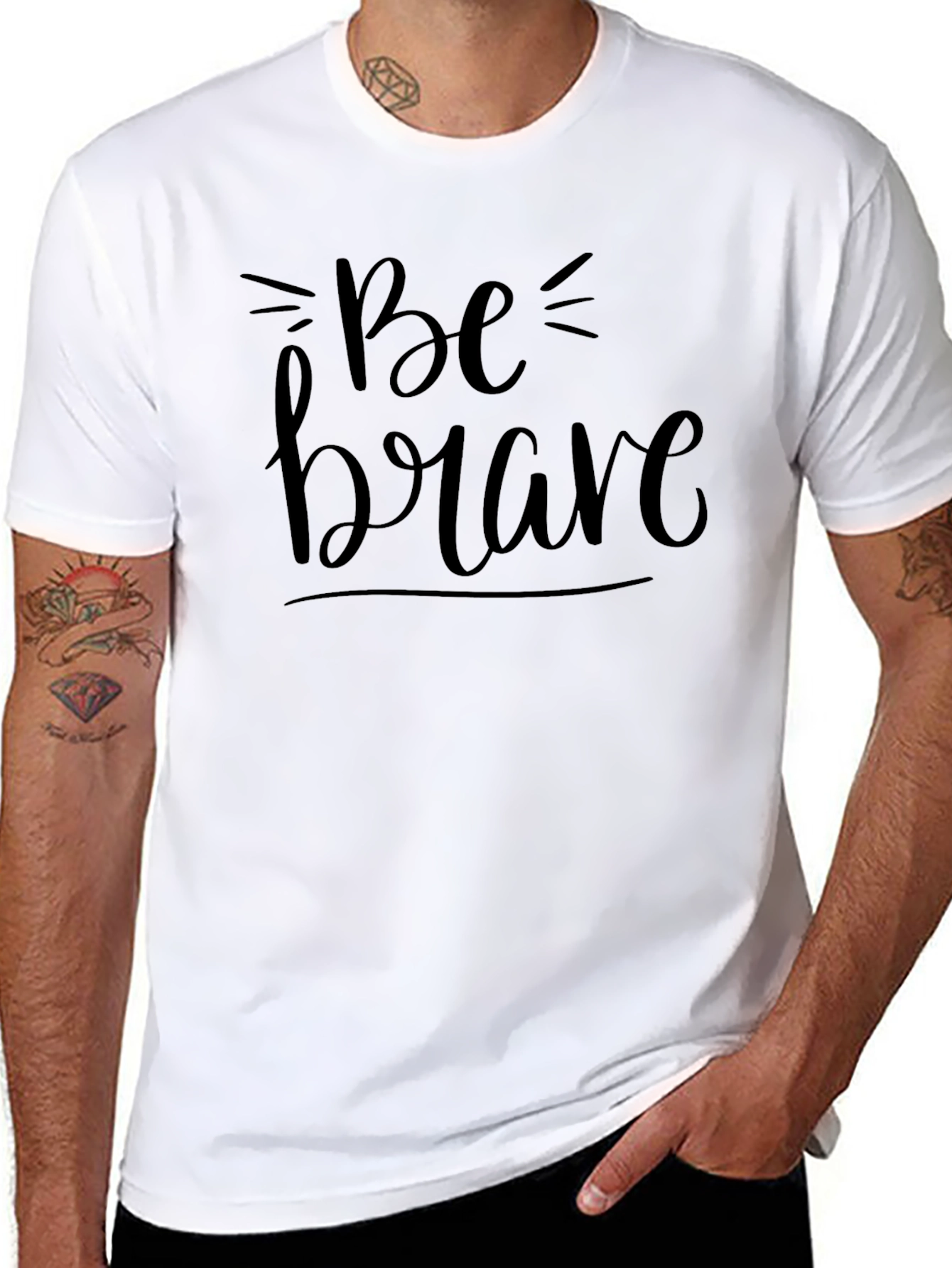 Be Brave Black Graphic Tee - Stylish Motivational T-Shirt