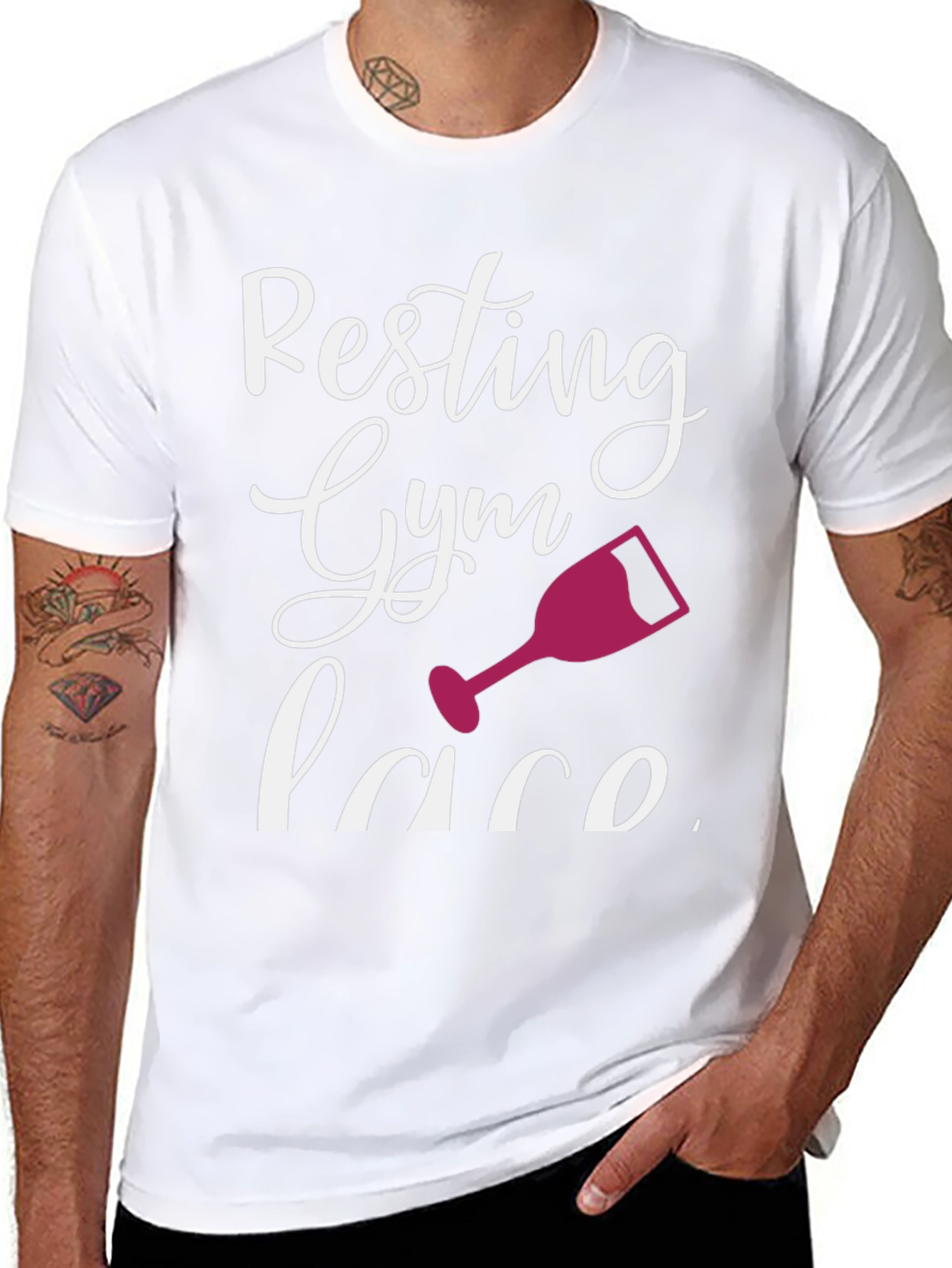 Resting Gym Face Wine Glass Graphic T-Shirt