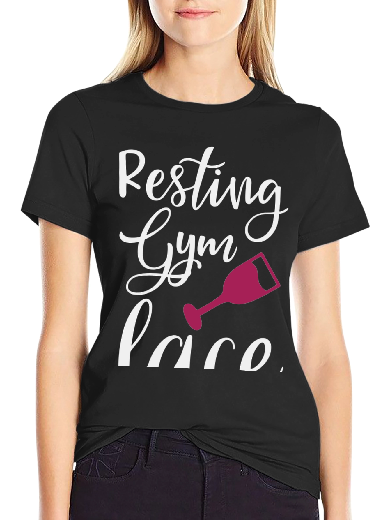 Resting Gym Face Wine Glass Graphic T-Shirt