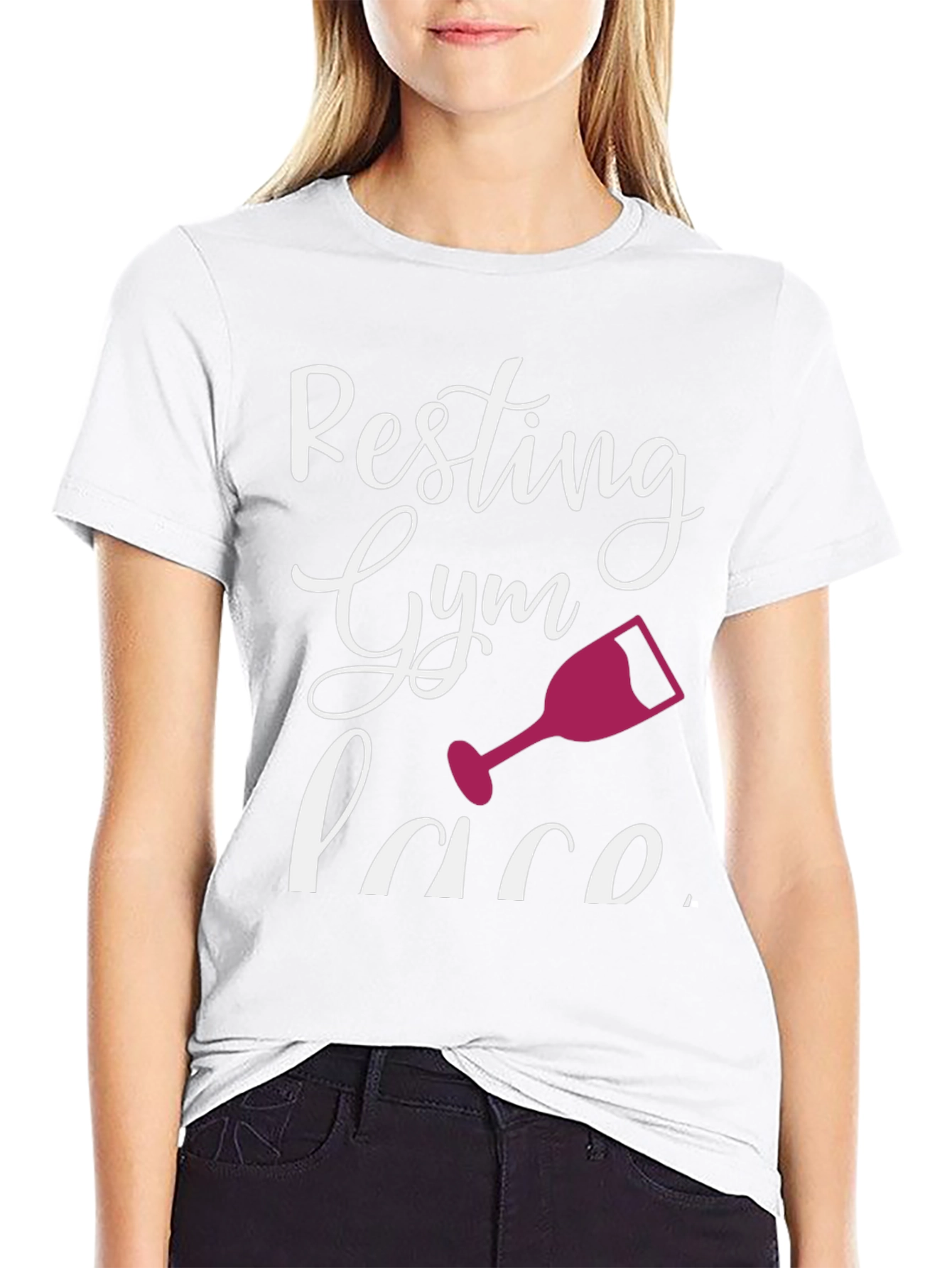 Resting Gym Face Wine Glass Graphic T-Shirt