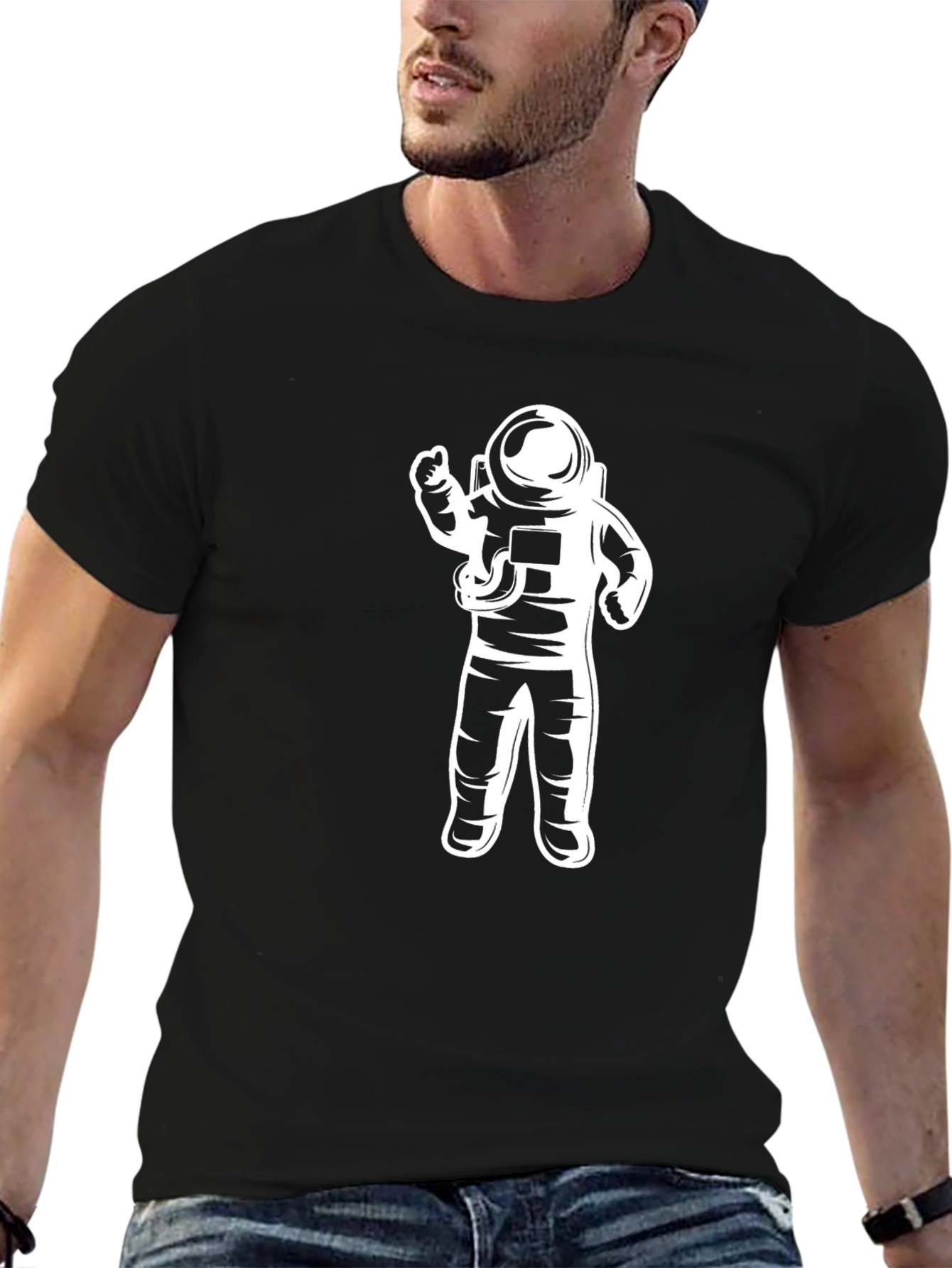 Astronaut Graphic Tee - Black Cotton Blend