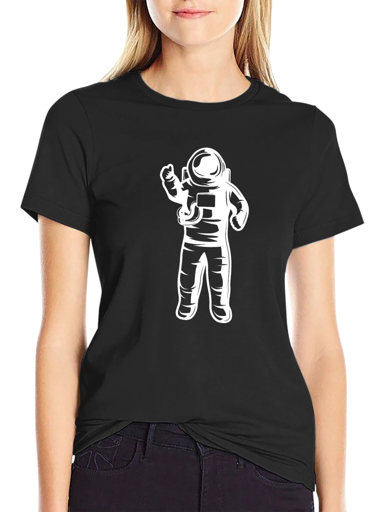 Astronaut Graphic Tee - Black Cotton Blend