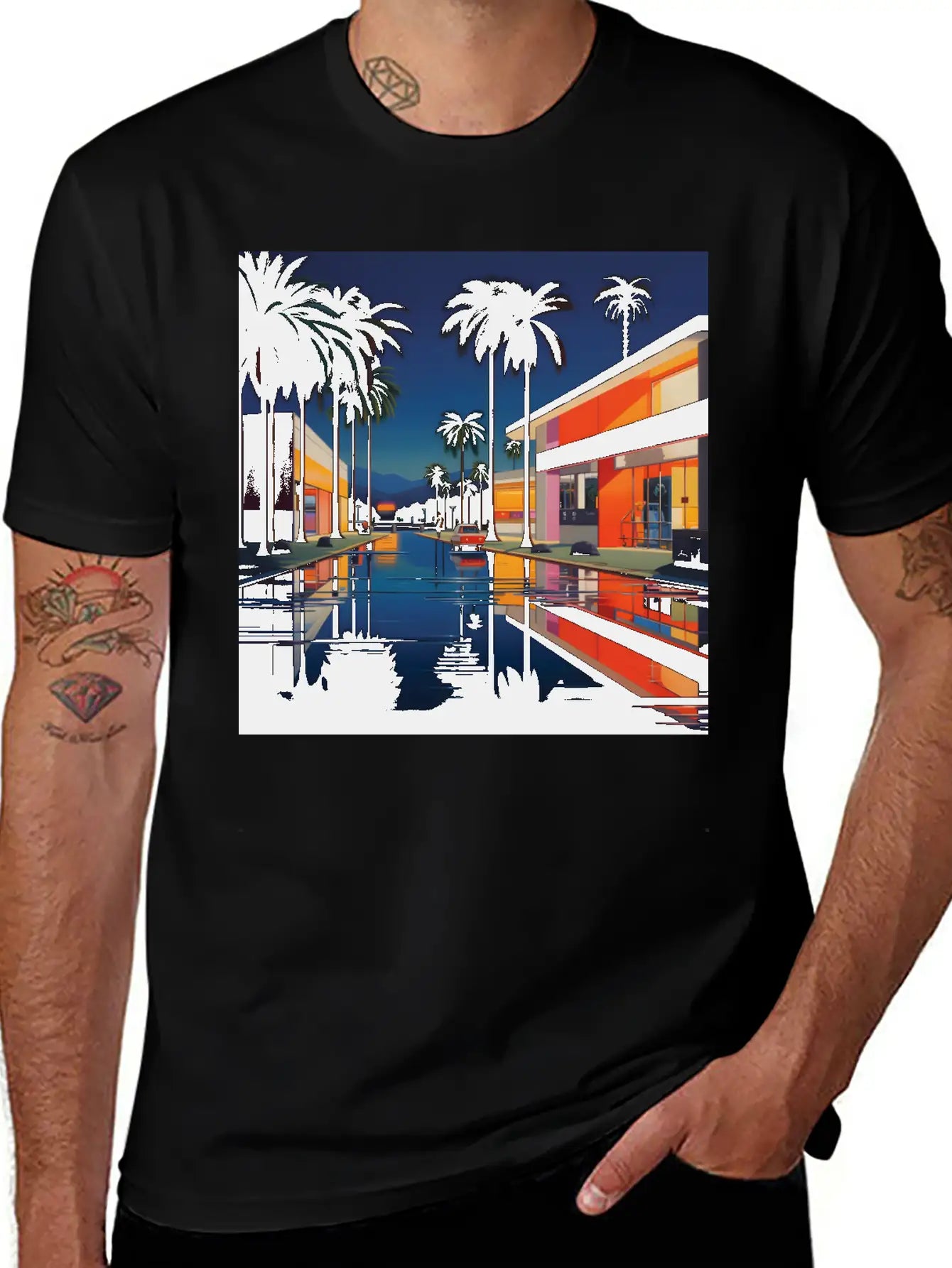 Nightscape Urban Hiroshi Nagai Abstract Unisex Casual T-Shirt – Clean Design For Daily Comfort