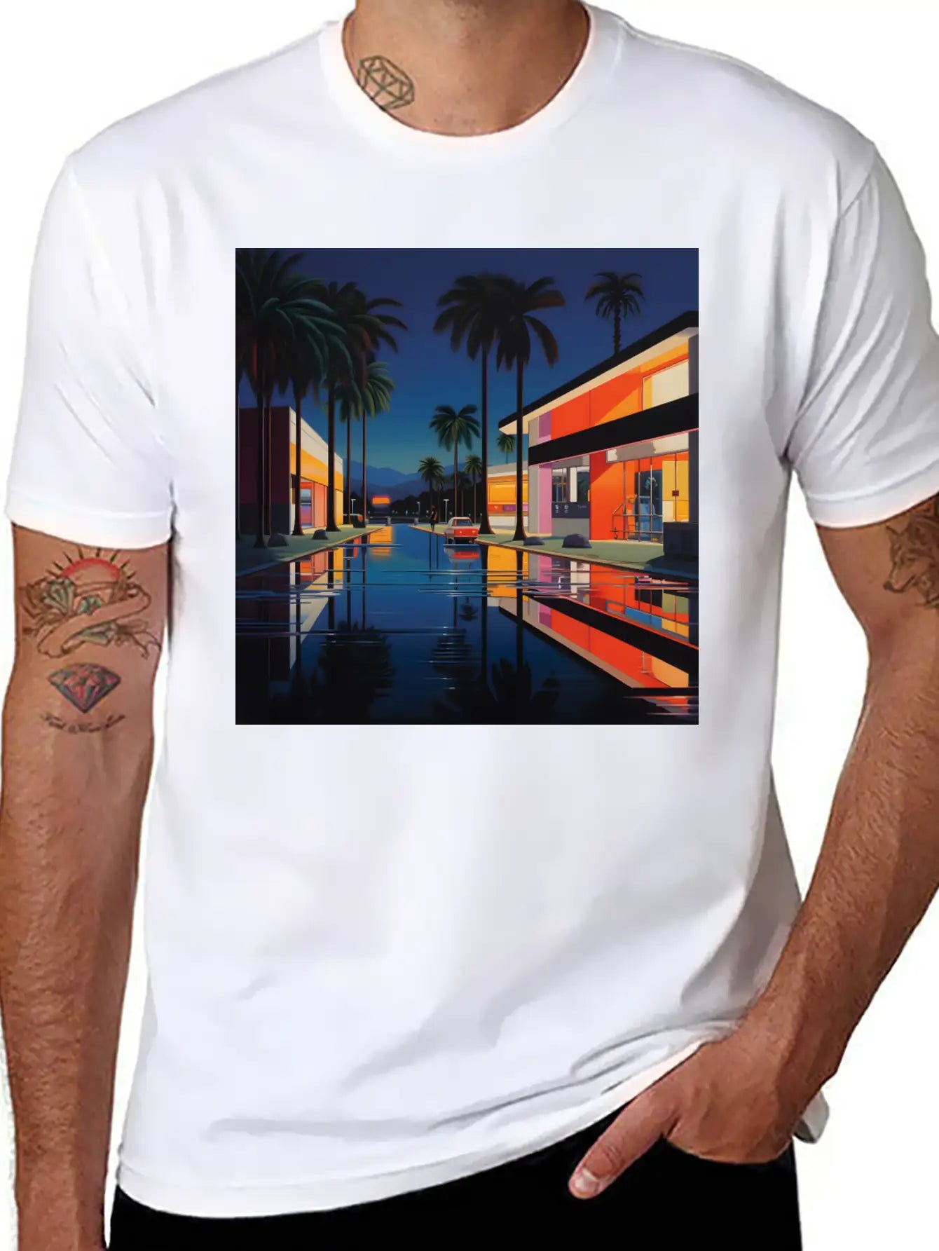 Nightscape Urban Hiroshi Nagai Abstract Unisex Casual T-Shirt – Clean Design For Daily Comfort