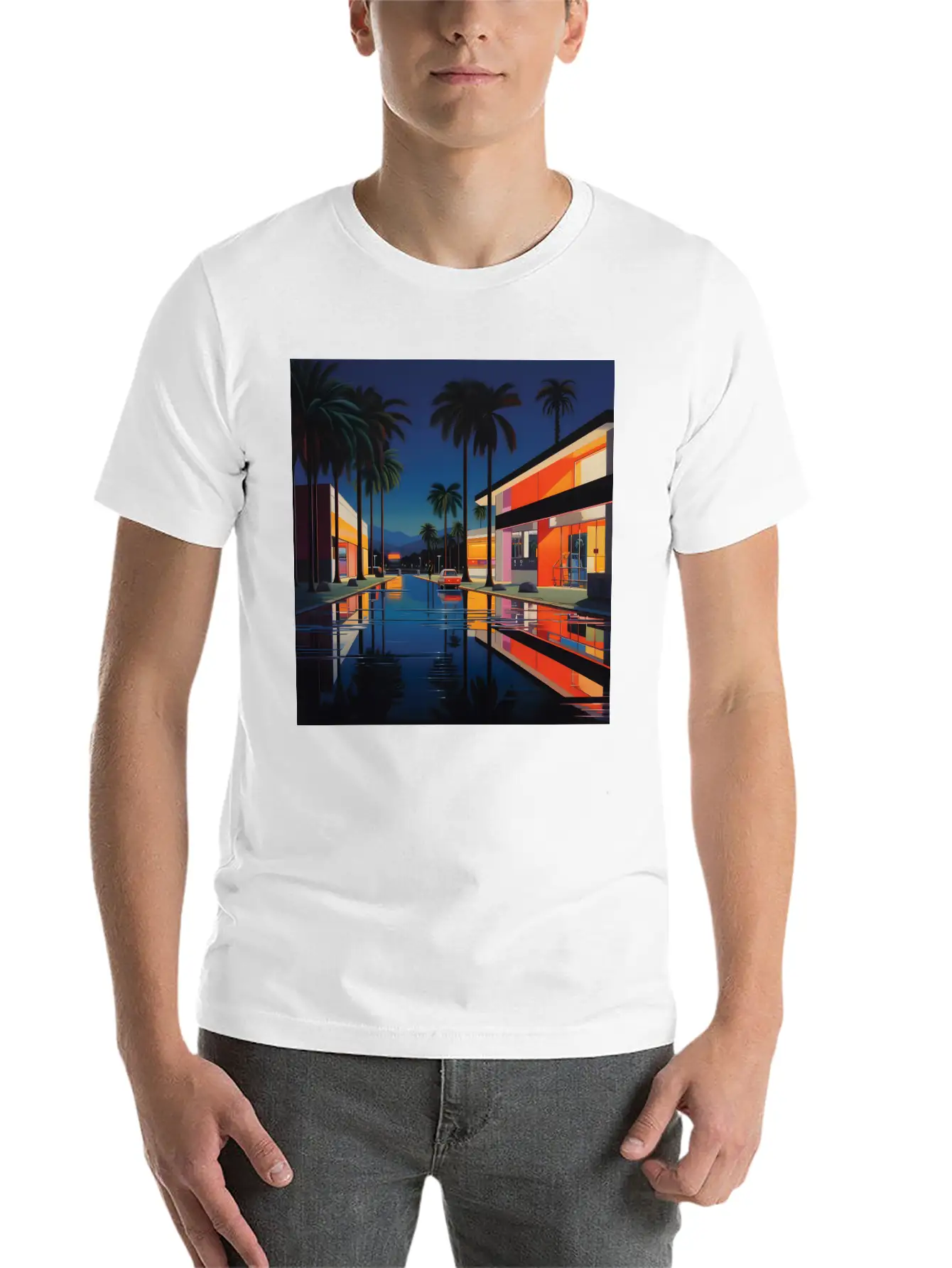 Nightscape Urban Hiroshi Nagai Abstract Unisex Casual T-Shirt – Clean Design For Daily Comfort