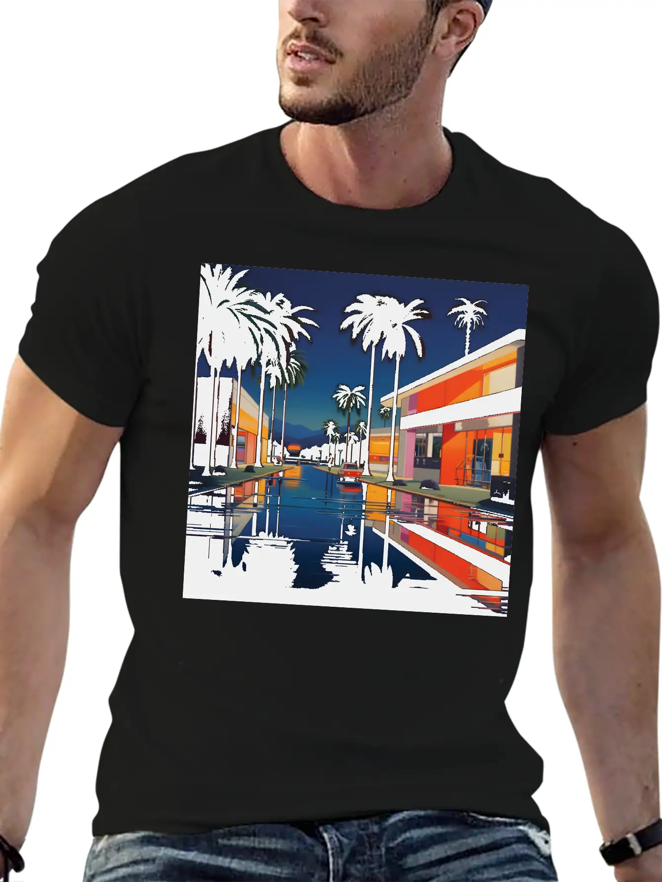 Nightscape Urban Hiroshi Nagai Abstract Unisex Casual T-Shirt – Clean Design For Daily Comfort