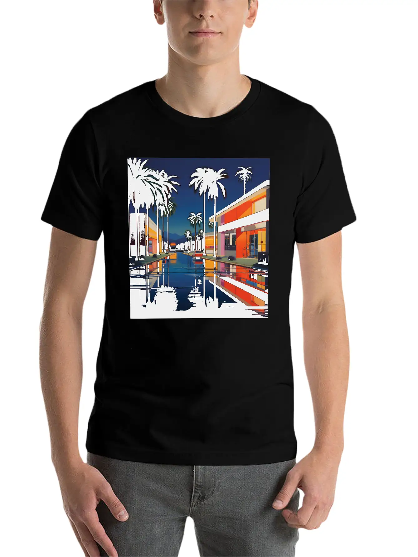 Nightscape Urban Hiroshi Nagai Abstract Unisex Casual T-Shirt – Clean Design For Daily Comfort