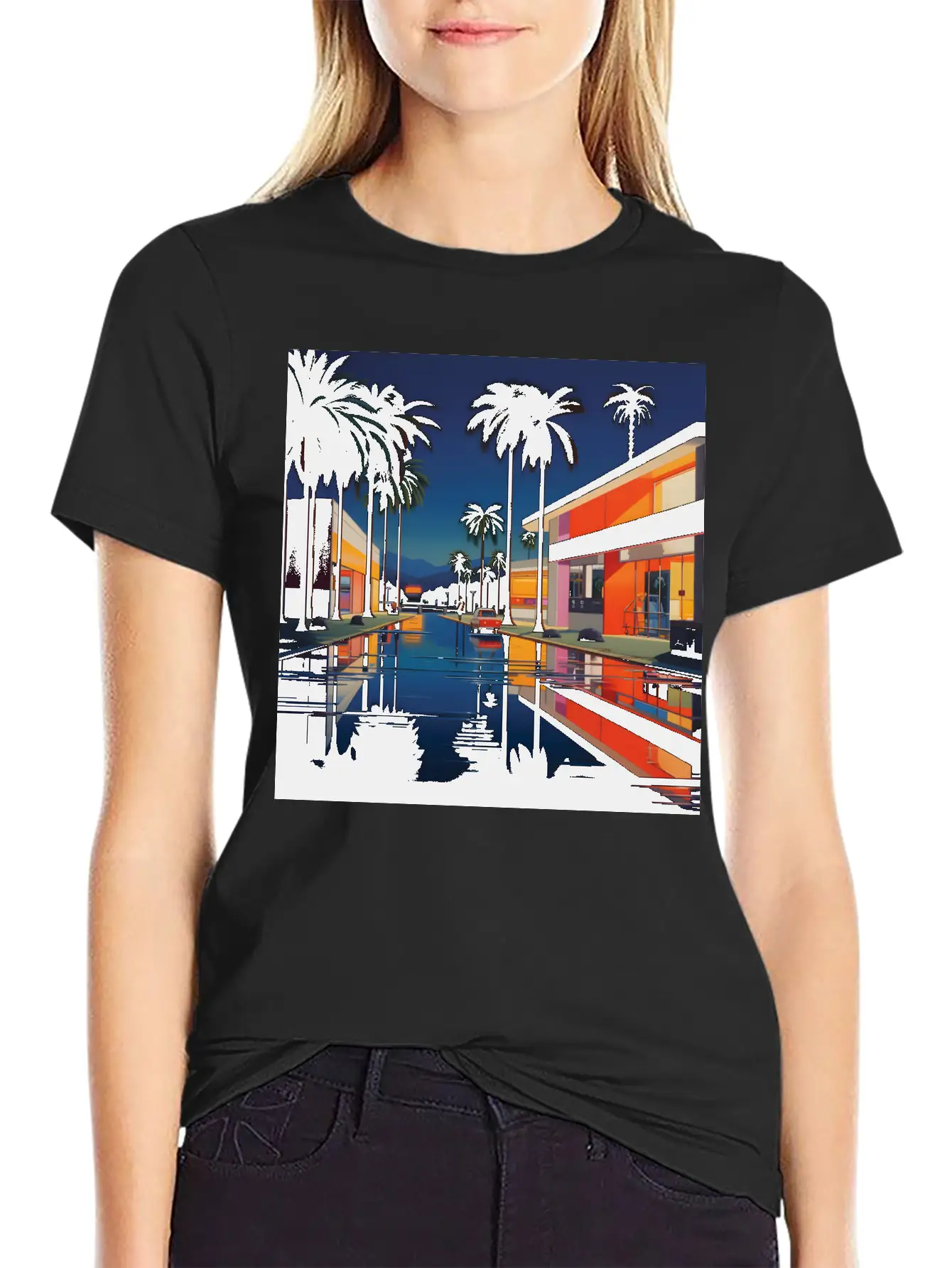 Nightscape Urban Hiroshi Nagai Abstract Unisex Casual T-Shirt – Clean Design For Daily Comfort