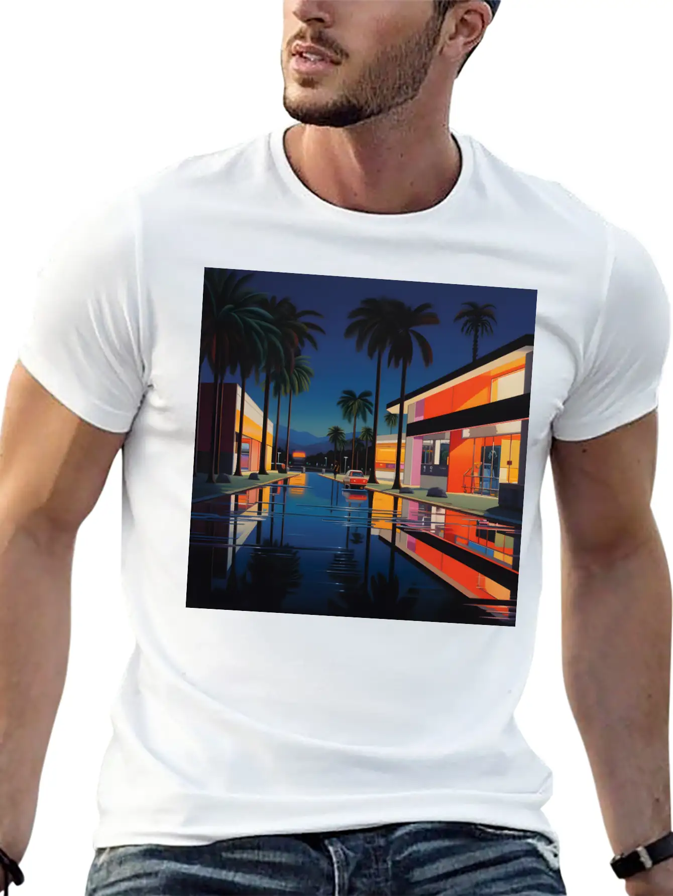 Nightscape Urban Hiroshi Nagai Abstract Unisex Casual T-Shirt – Clean Design For Daily Comfort