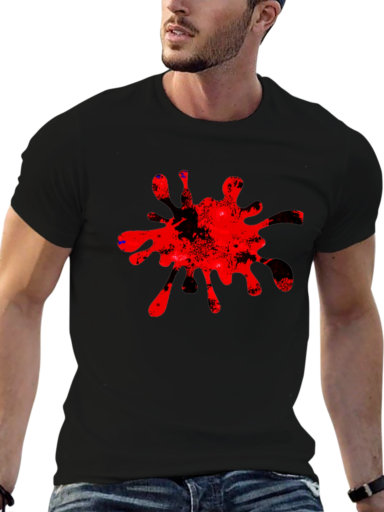 Bold Red Splatter Graphic Tee - Casual Cool
