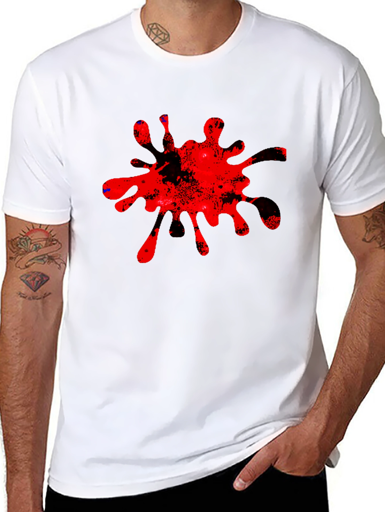 Bold Red Splatter Graphic Tee - Casual Cool
