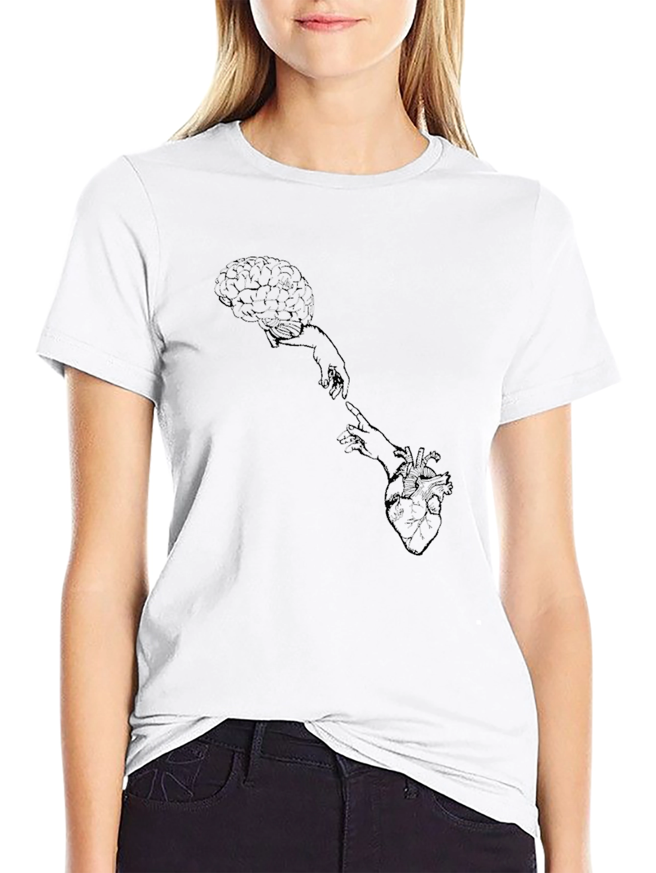 Brain & Heart Connection T-Shirt - Black Cotton
