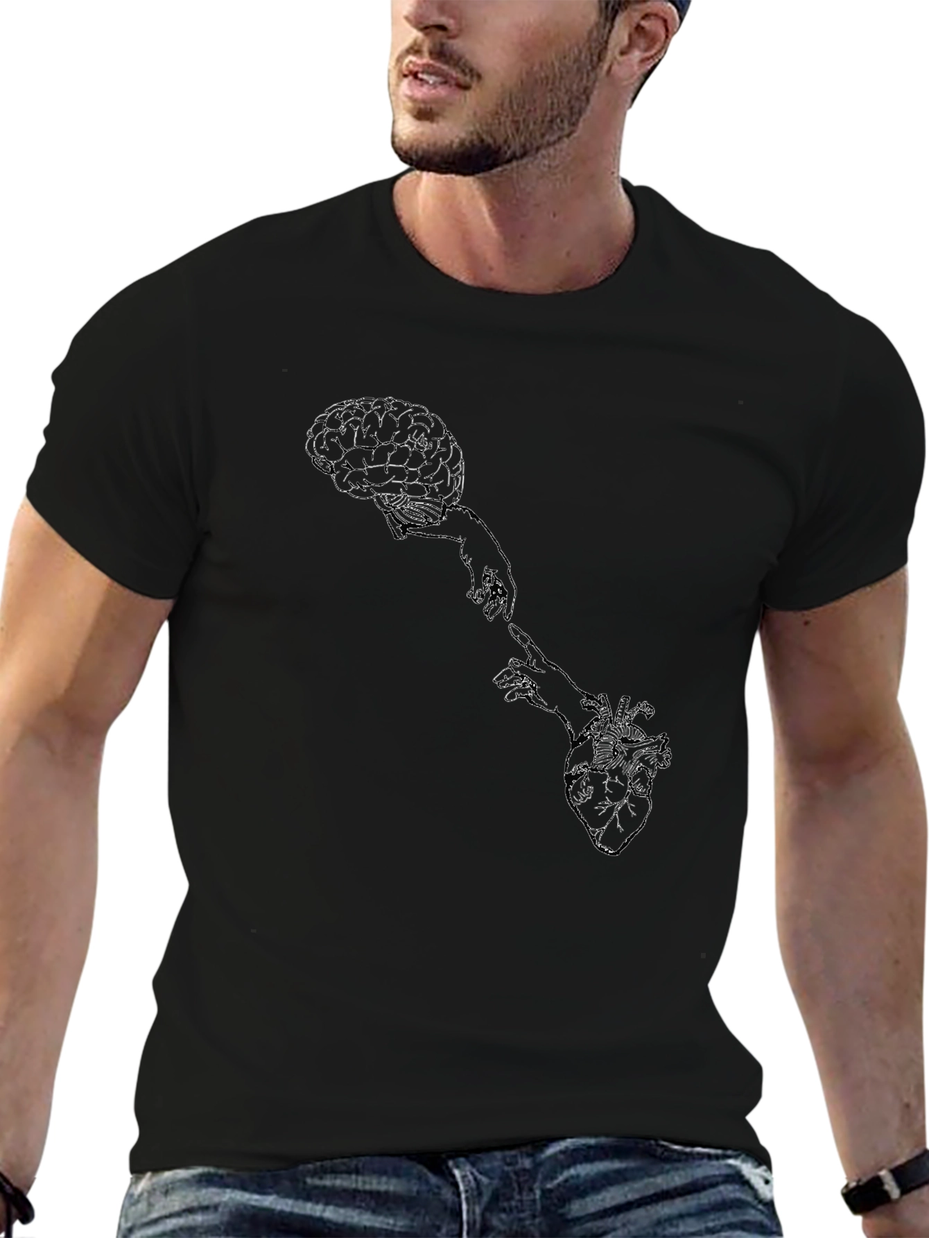 Brain & Heart Connection T-Shirt - Black Cotton