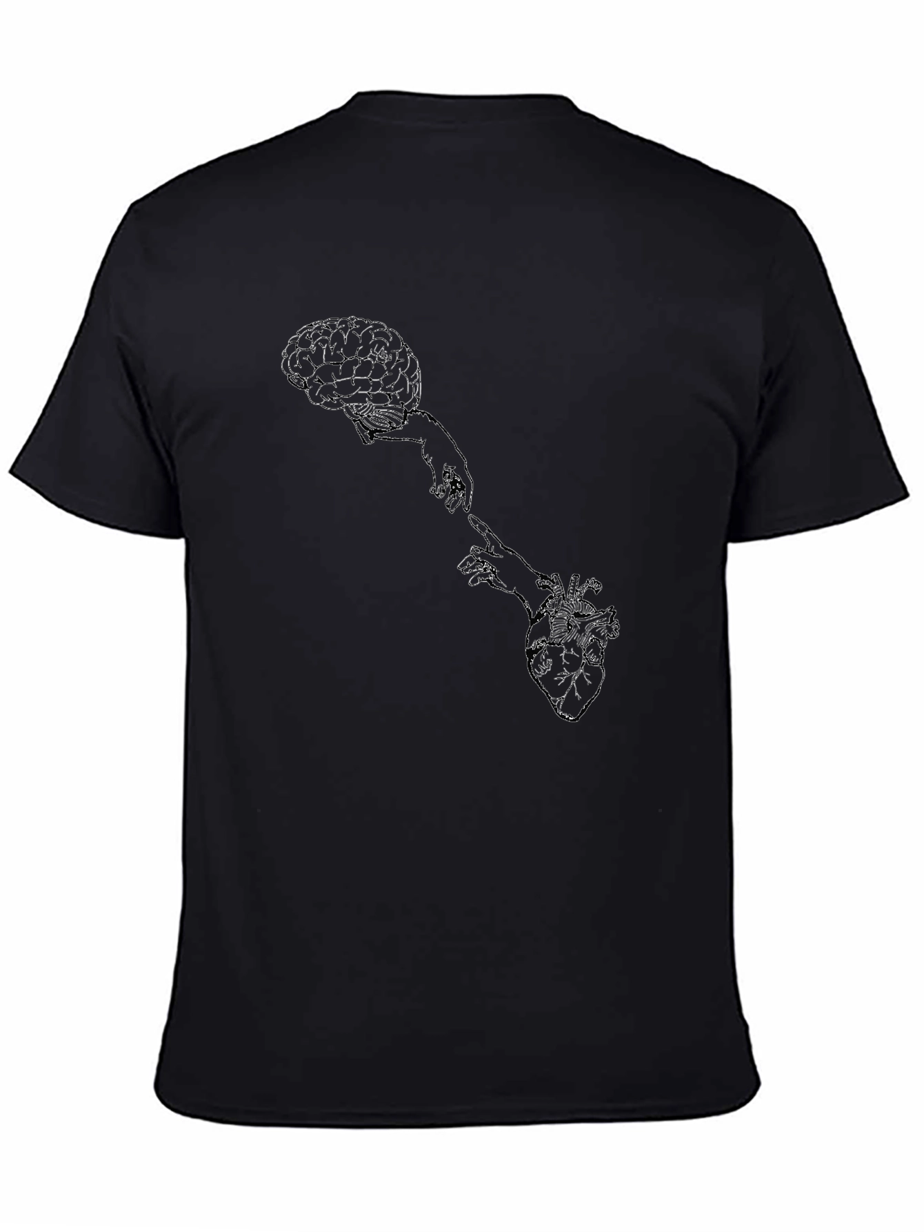 Brain & Heart Connection T-Shirt - Black Cotton