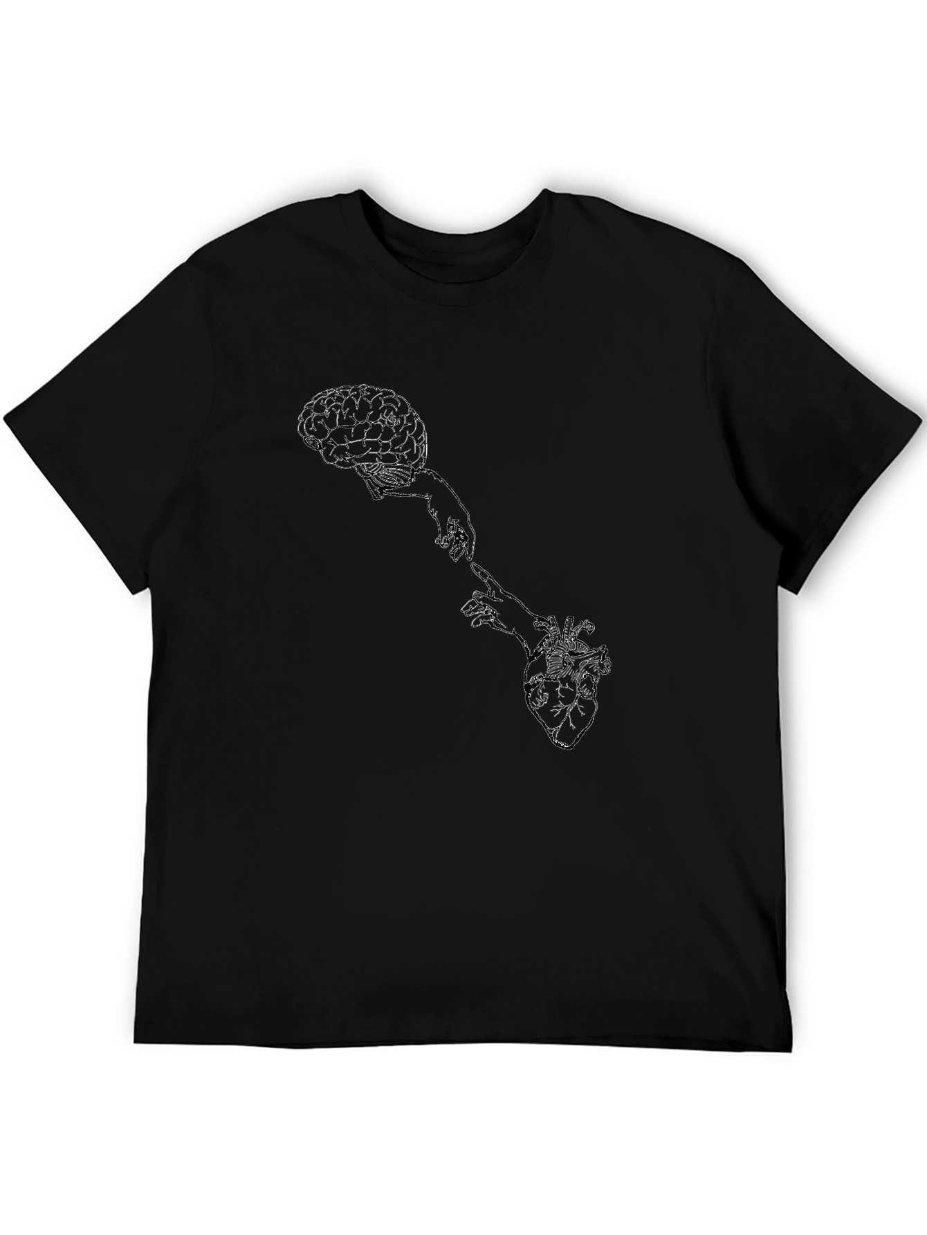 Brain & Heart Connection T-Shirt - Black Cotton