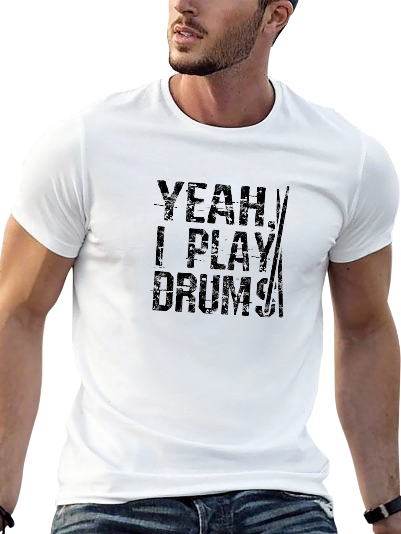 Yeah I Play Drums Mens Black T-Shirt