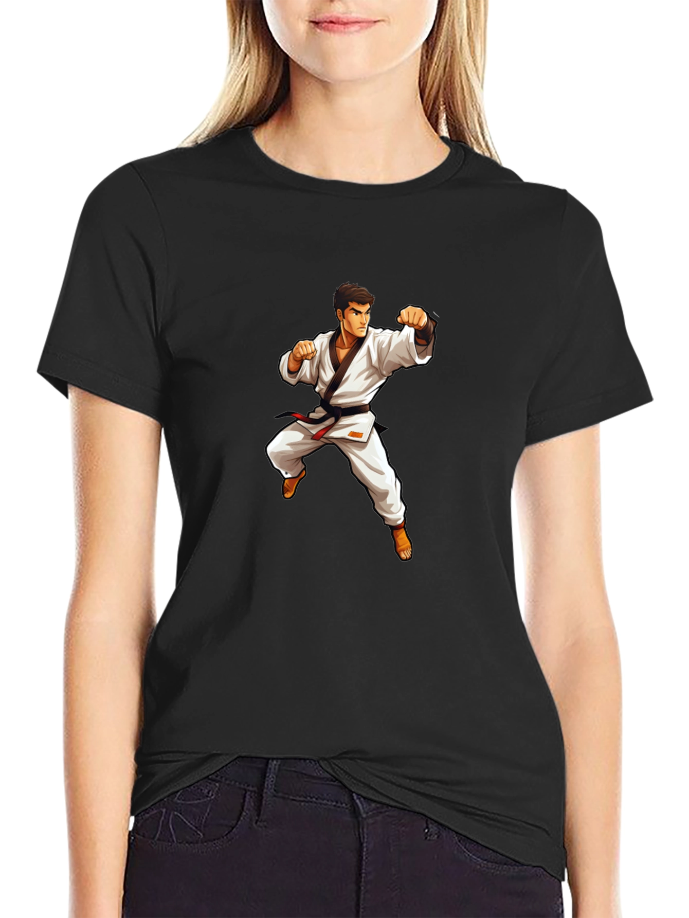 Karate Master Graphic T-Shirt - Black Cotton Tee