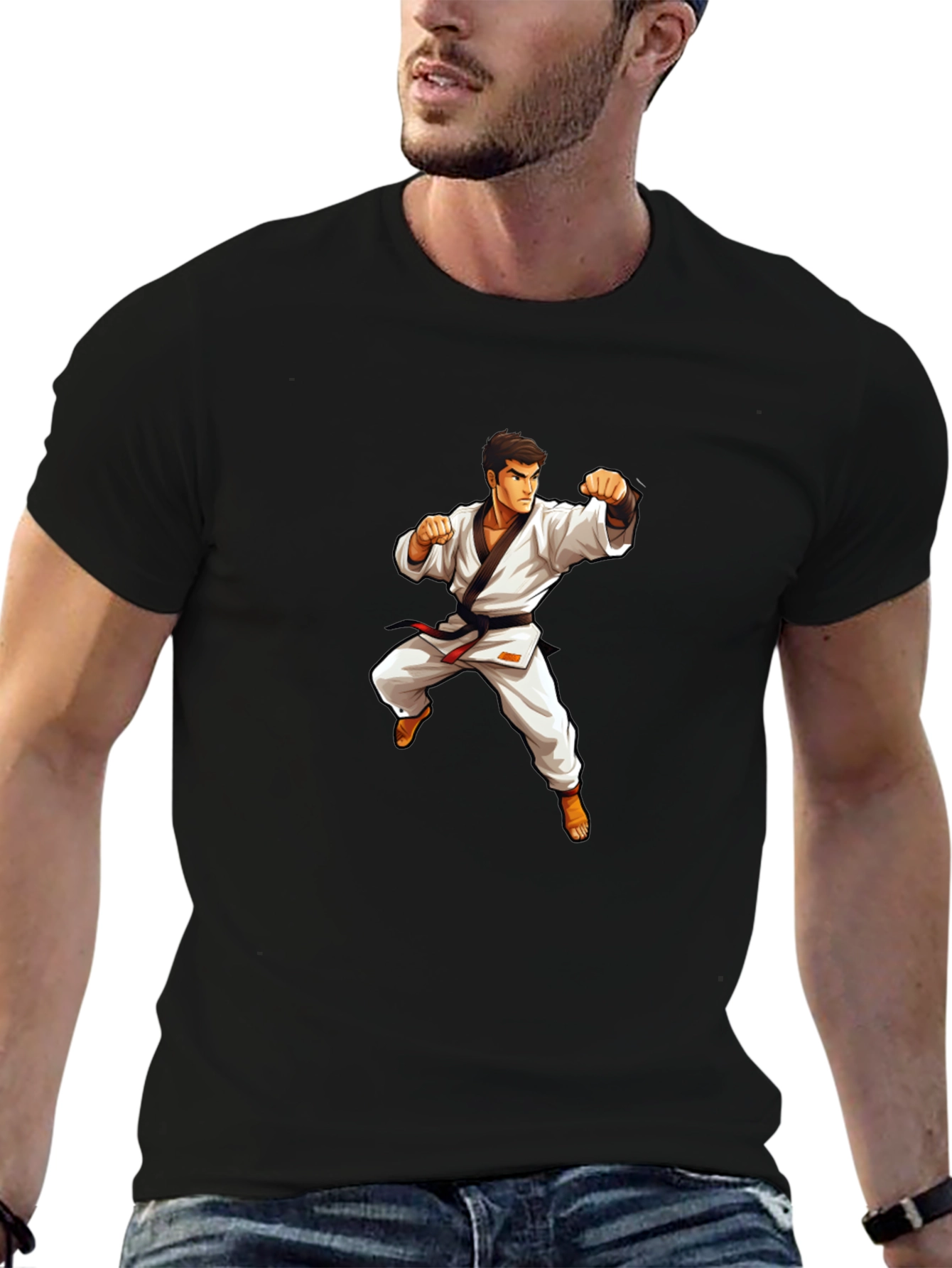 Karate Master Graphic T-Shirt - Black Cotton Tee