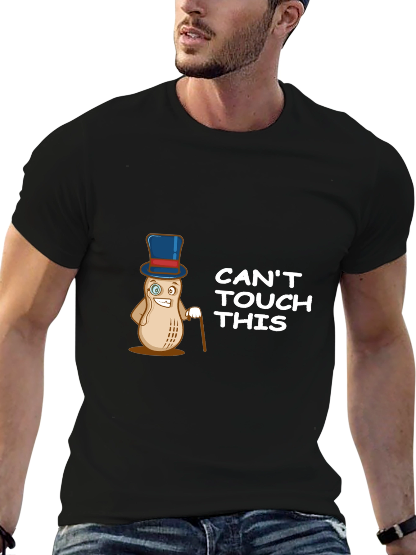 Cant Touch This Peanut Graphic Tee - Black