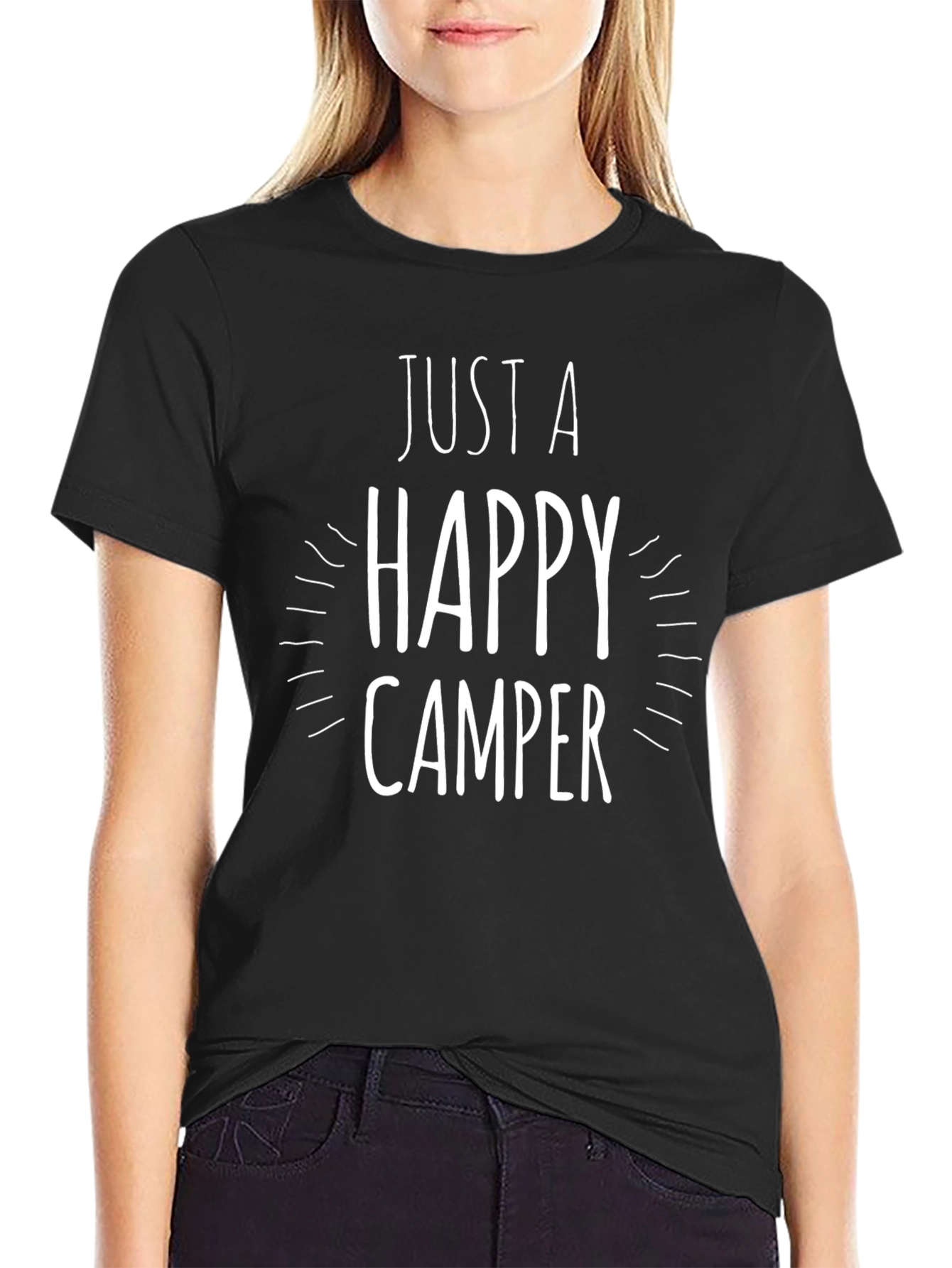 Happy Camper Graphic Tee - Black Cotton Shirt