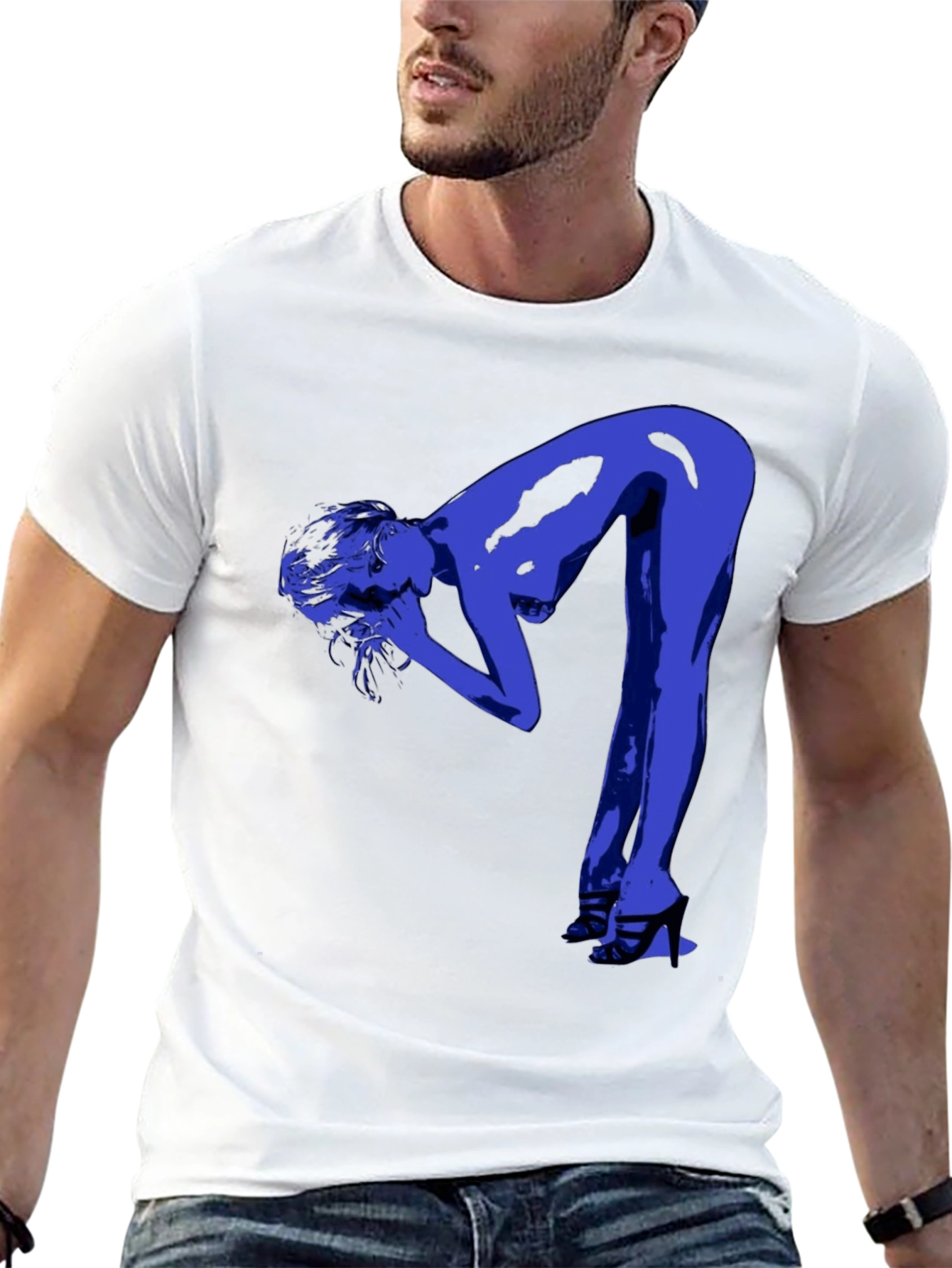 Modern Graphic Tee - Blue Silhouette