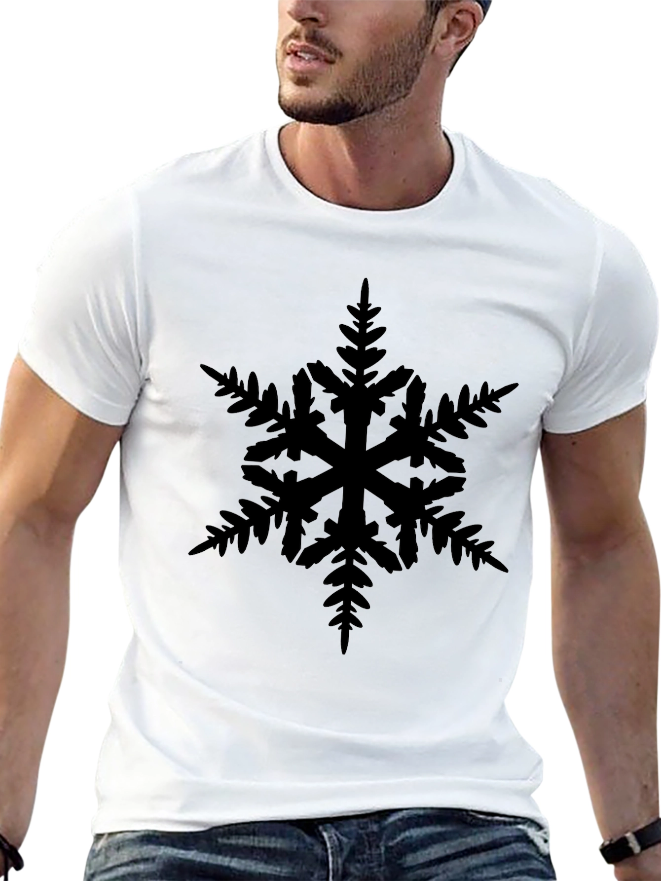 Black Snowflake Graphic Tee - Stylish Winter Wear
