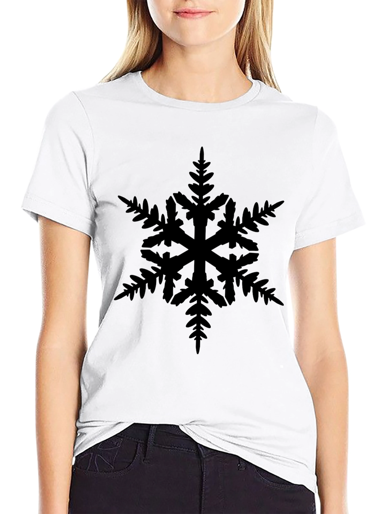 Black Snowflake Graphic Tee - Stylish Winter Wear