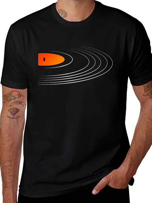 Retro Vinyl Record Graphic T-Shirt - Black