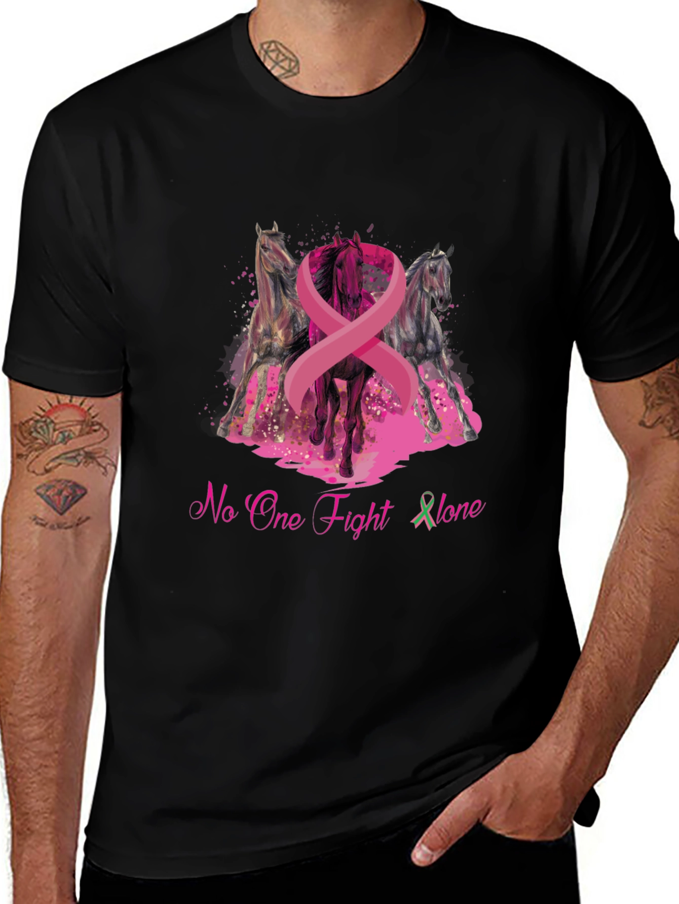 Horse & Breast Cancer Awareness Graphic T-Shirt