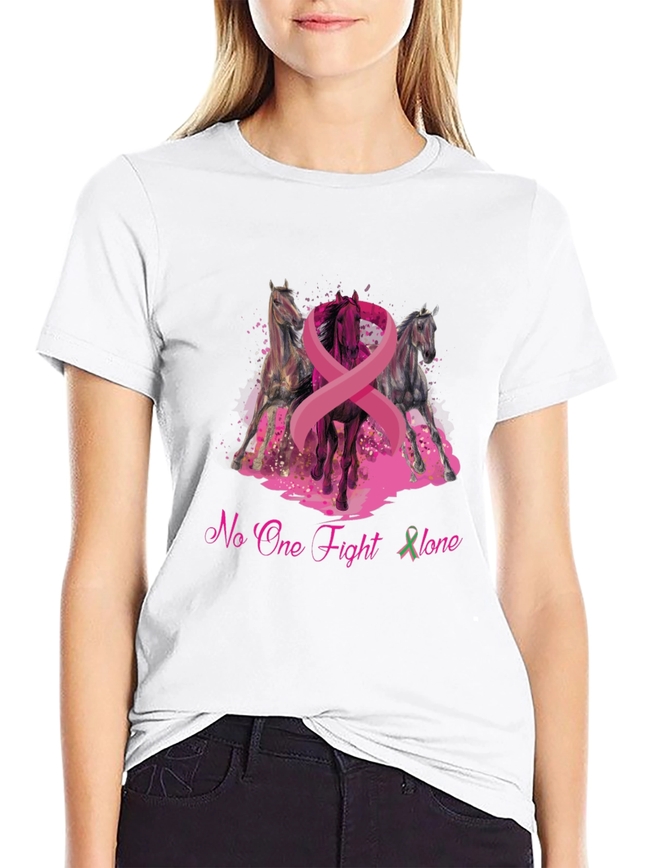 Horse & Breast Cancer Awareness Graphic T-Shirt