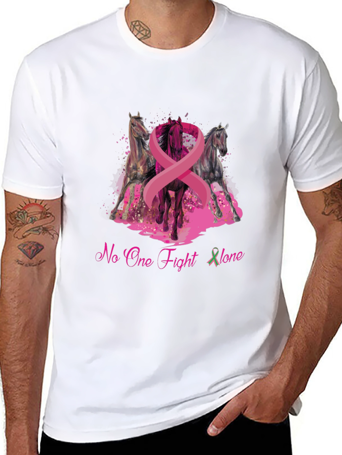 Horse & Breast Cancer Awareness Graphic T-Shirt