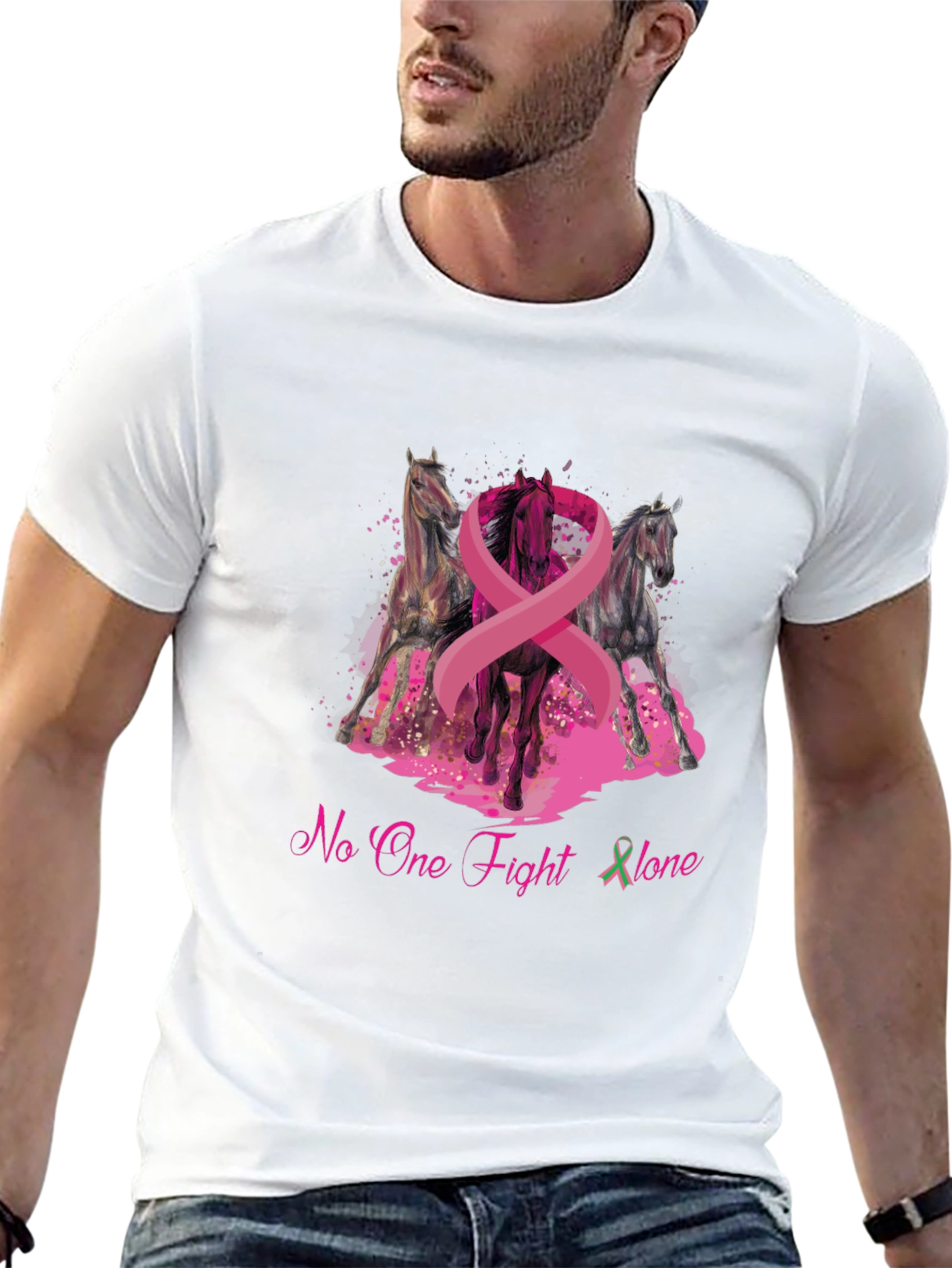 Horse & Breast Cancer Awareness Graphic T-Shirt