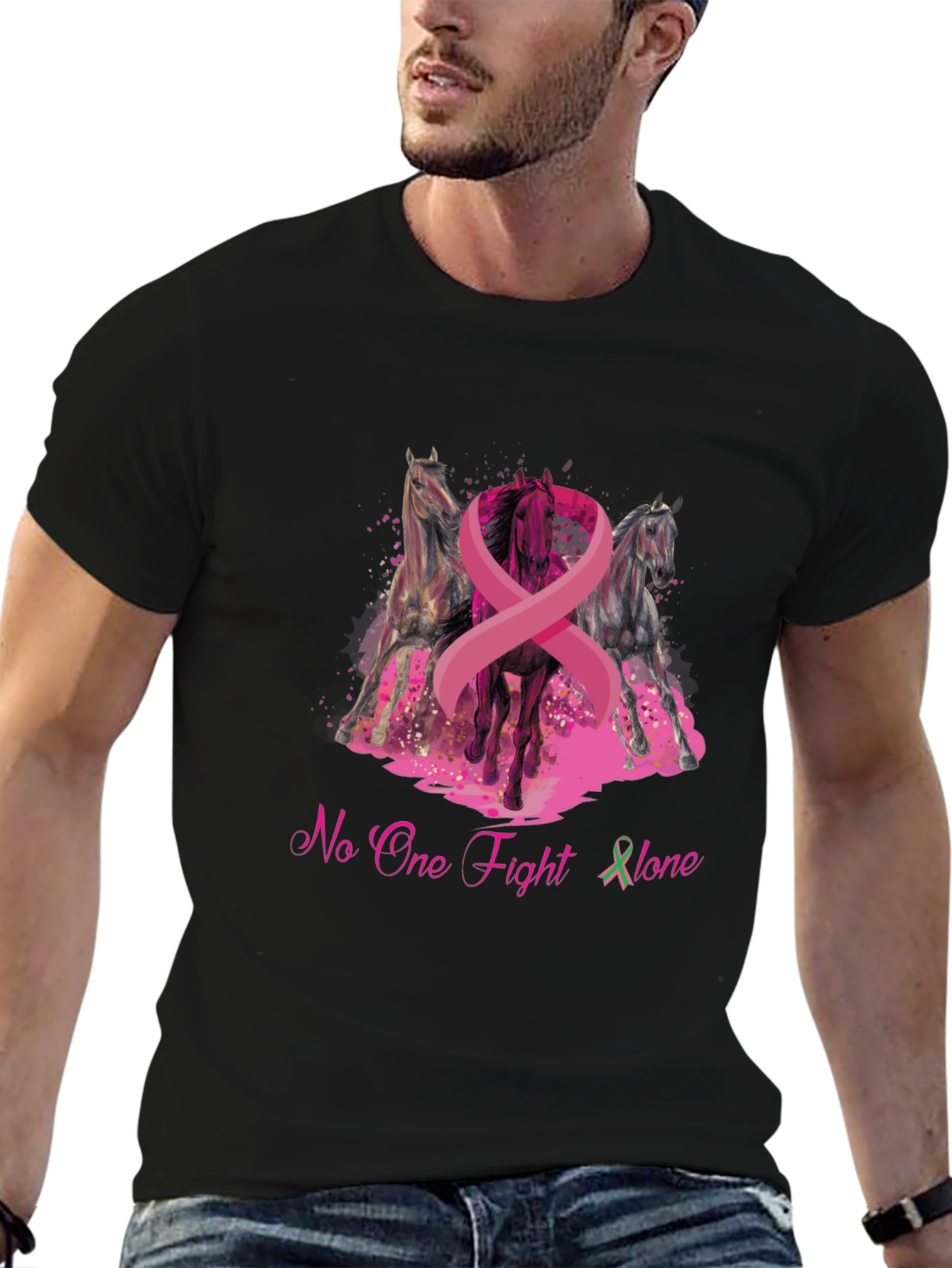 Horse & Breast Cancer Awareness Graphic T-Shirt