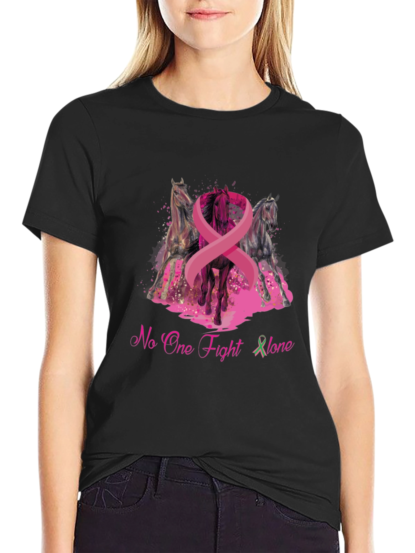 Horse & Breast Cancer Awareness Graphic T-Shirt