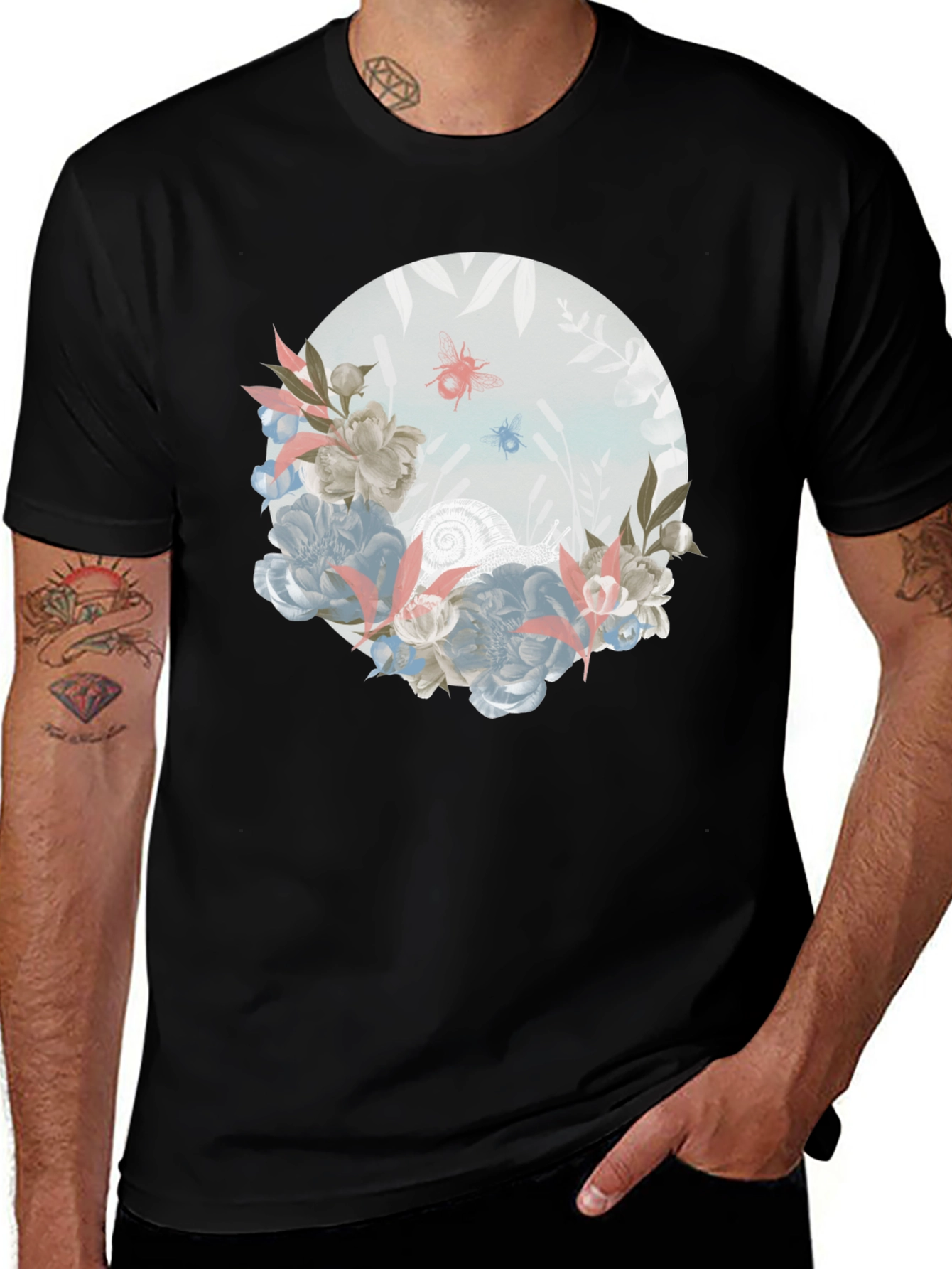 Floral Insect Graphic T-Shirt