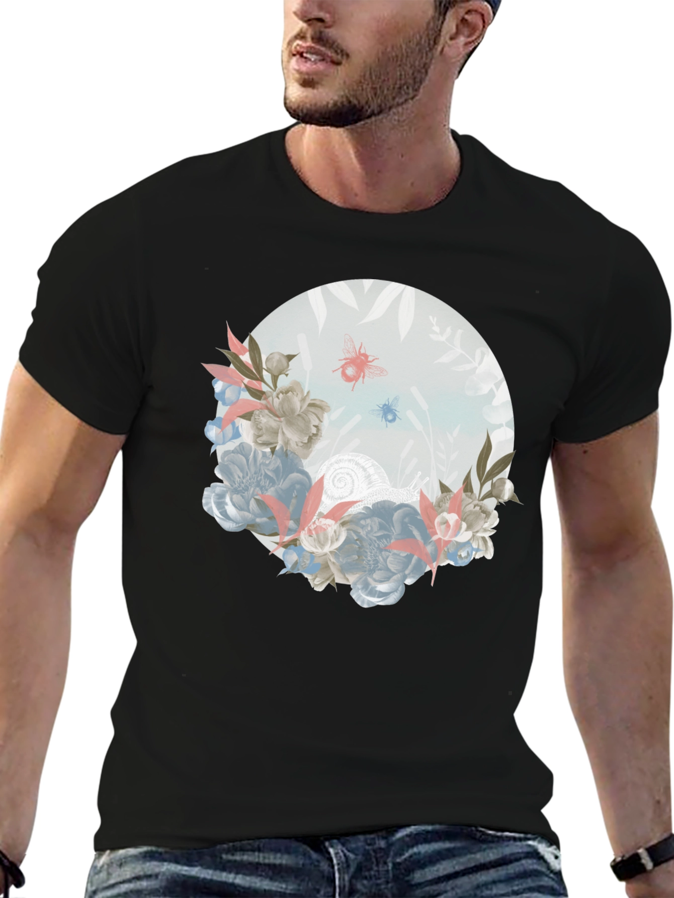 Floral Insect Graphic T-Shirt