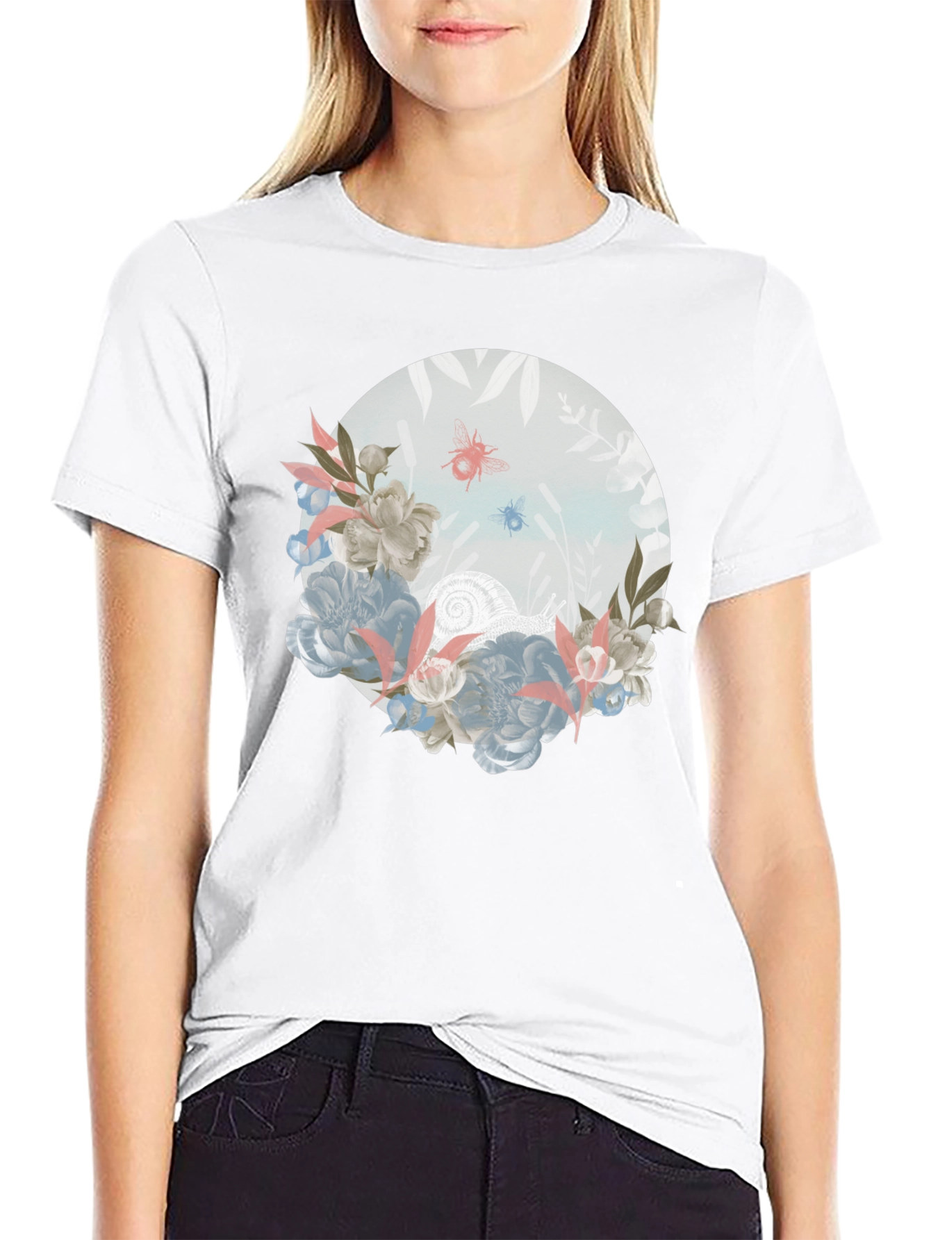 Floral Insect Graphic T-Shirt