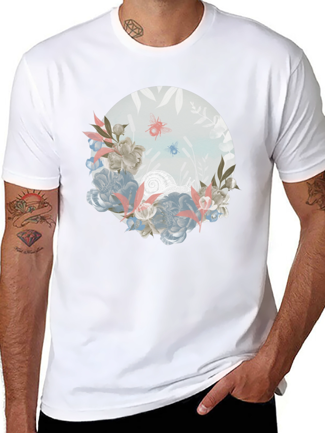 Floral Insect Graphic T-Shirt