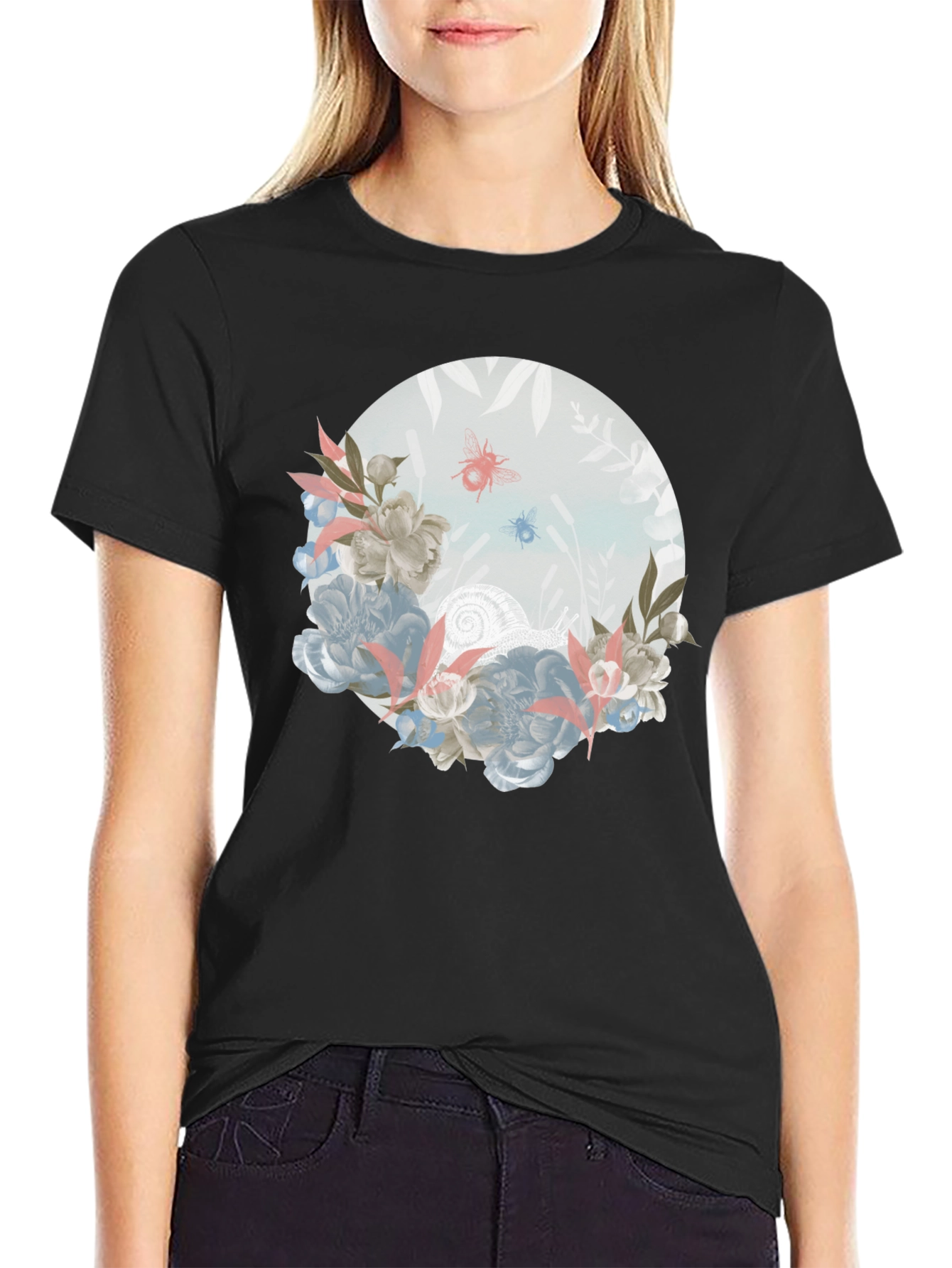 Floral Insect Graphic T-Shirt