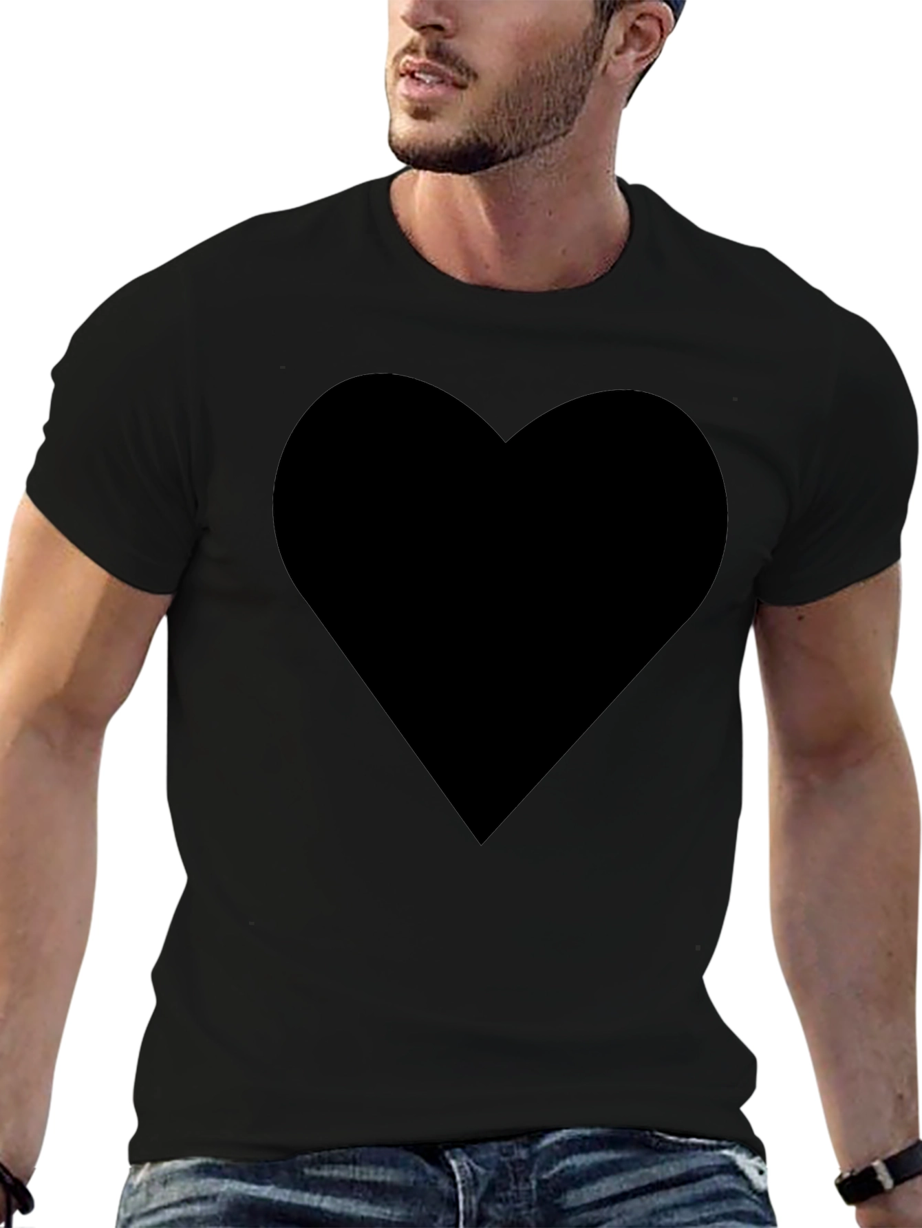 Black Heart Graphic Tee - Mens Casual Fashion