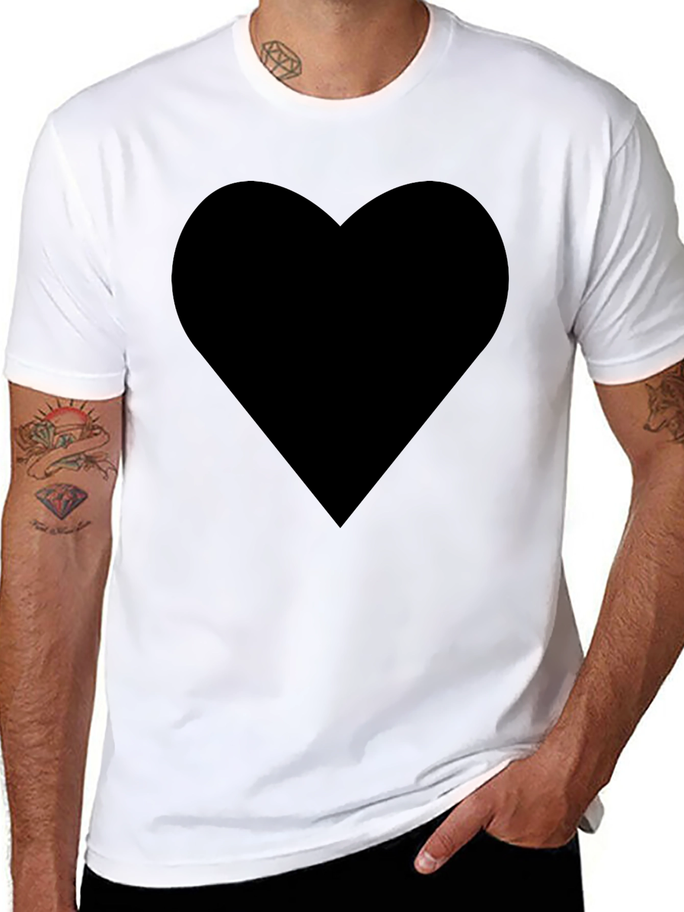 Black Heart Graphic Tee - Mens Casual Fashion
