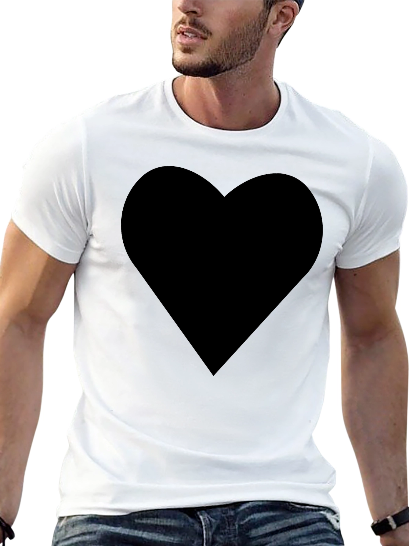 Black Heart Graphic Tee - Mens Casual Fashion