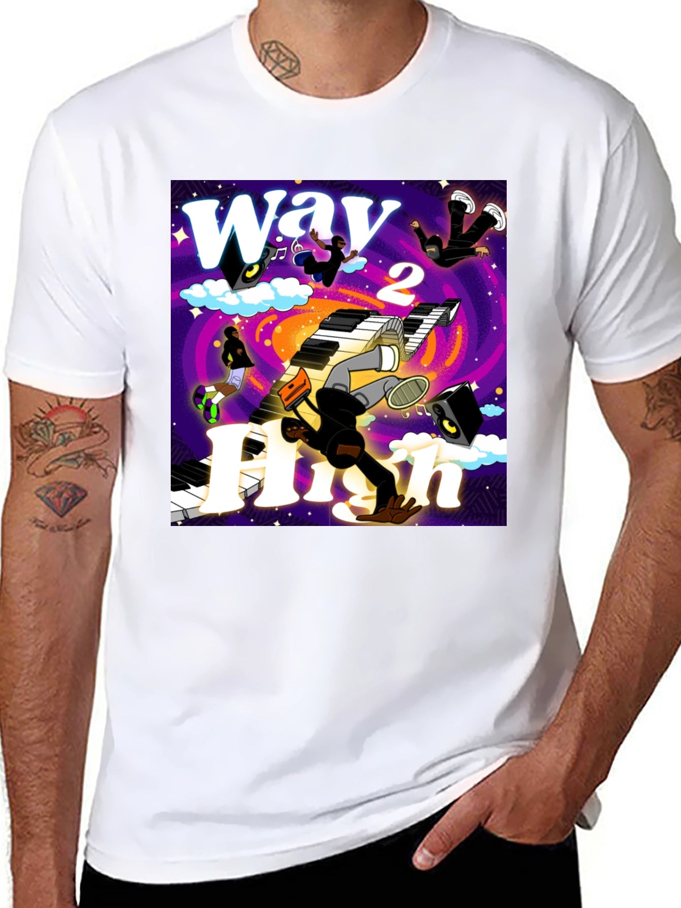 Way 2 High Graphic Print Black Tee