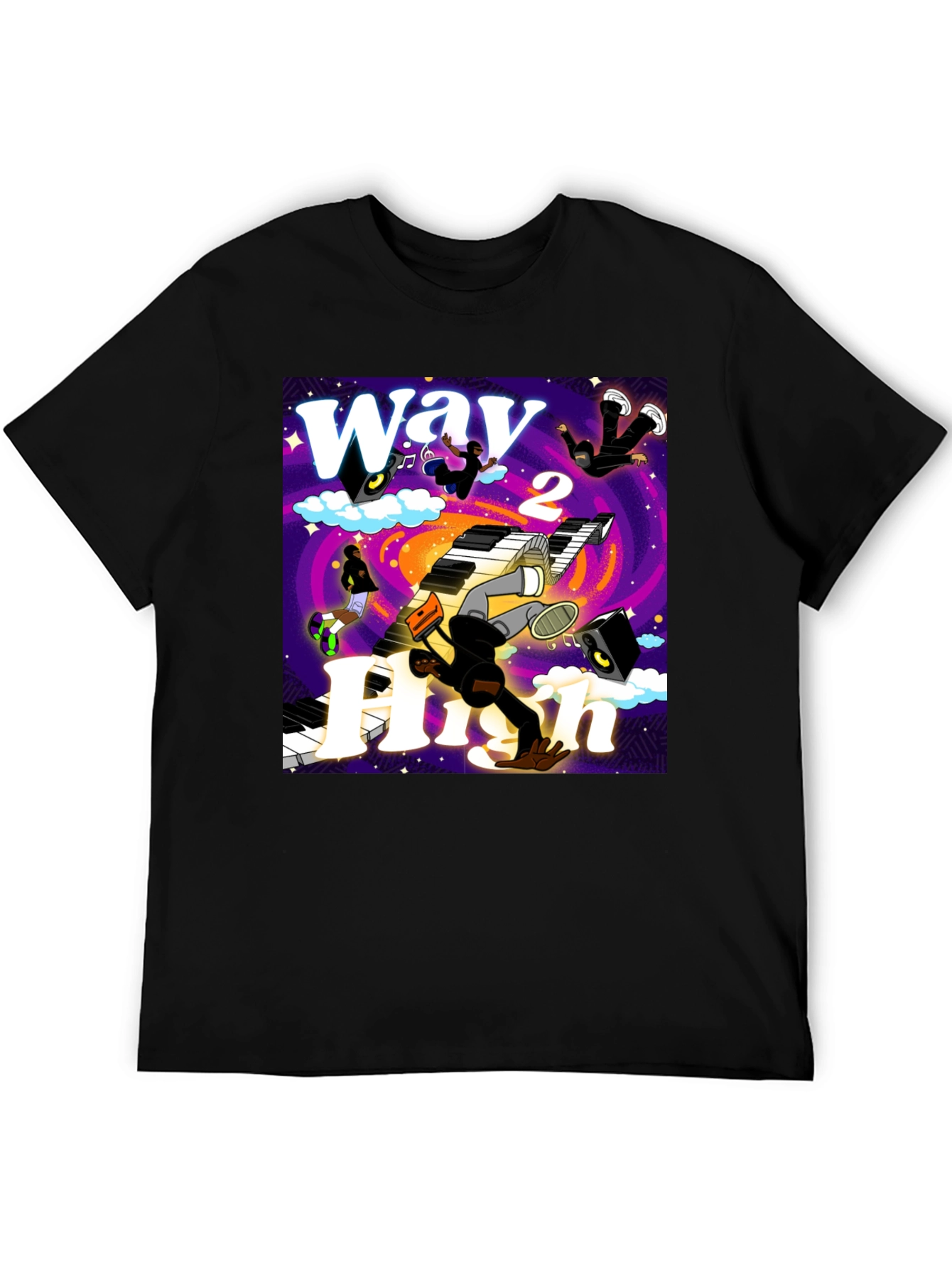 Way 2 High Graphic Print Black Tee