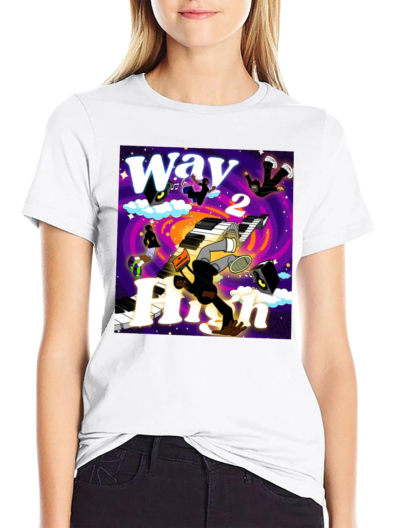 Way 2 High Graphic Print Black Tee